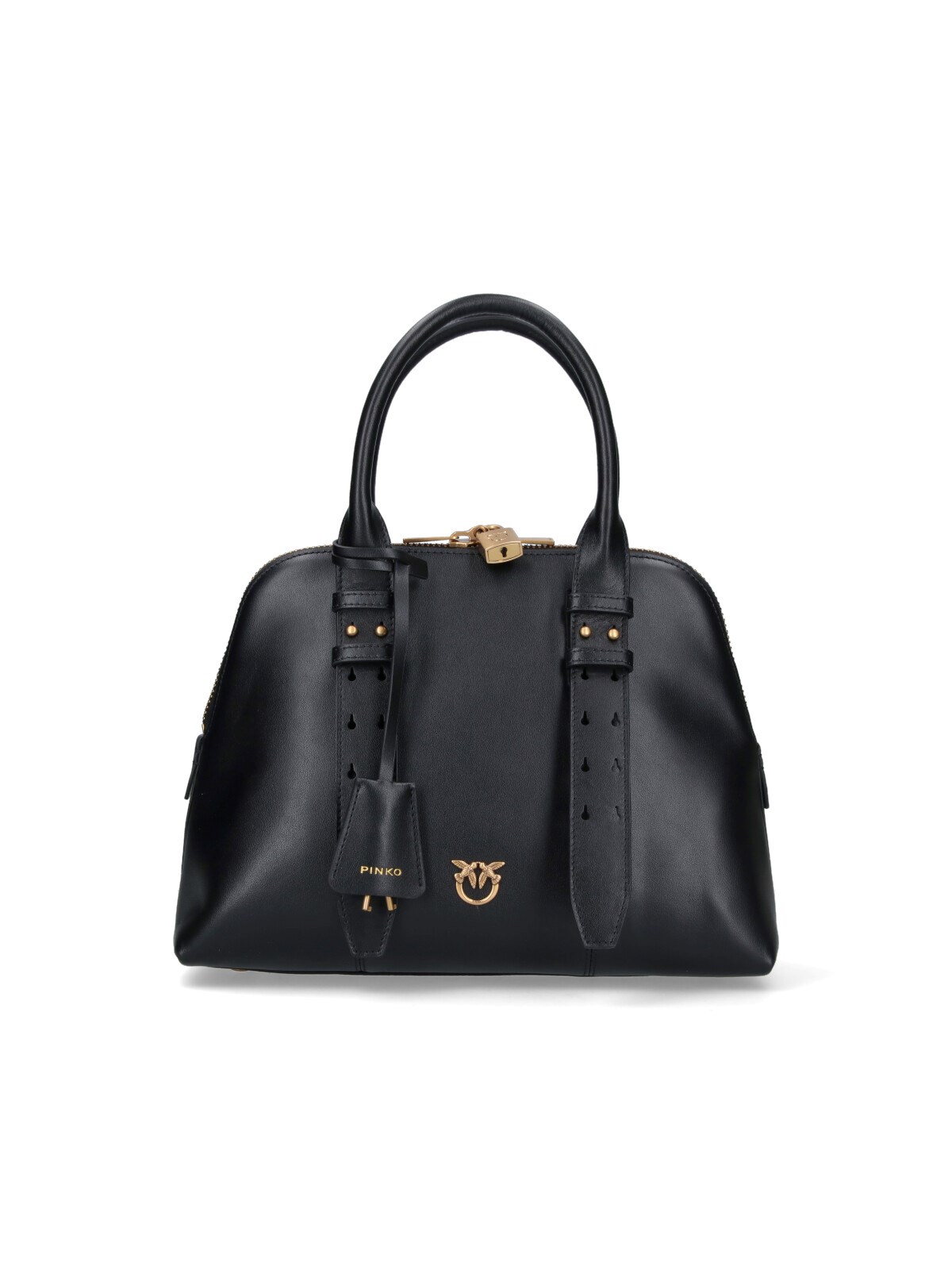 Pinko Bowling Bag Leather Shoulder Bag In Black