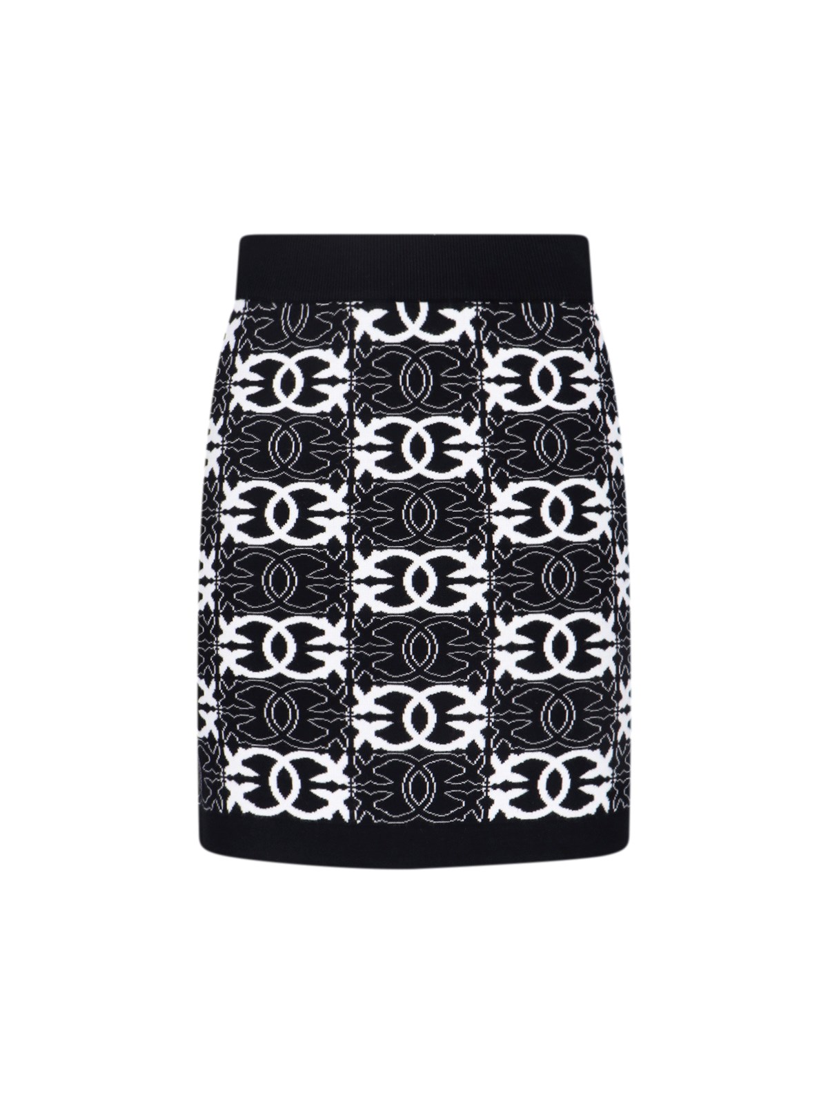 Pinko Elasticated-waistband Logo-patterned Skirt In White