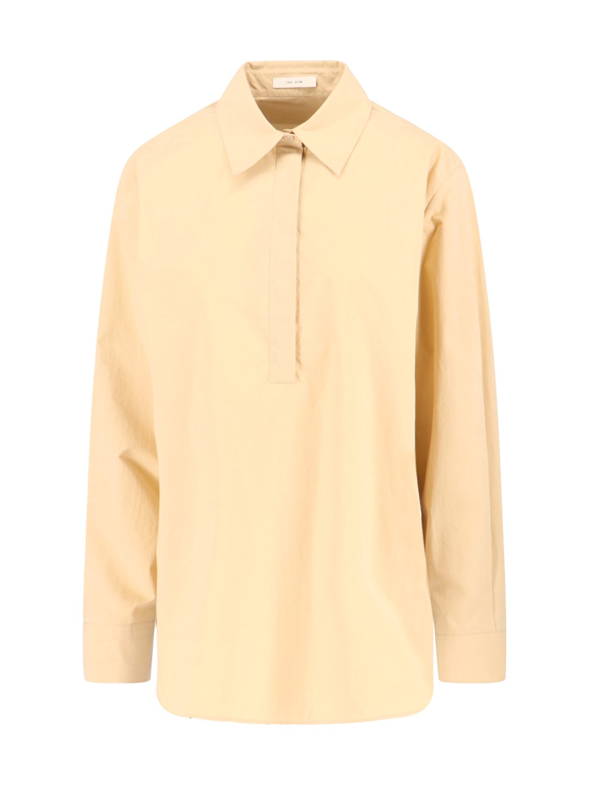 The Row Collared Long Sleeve Button Front Shirt In Brown