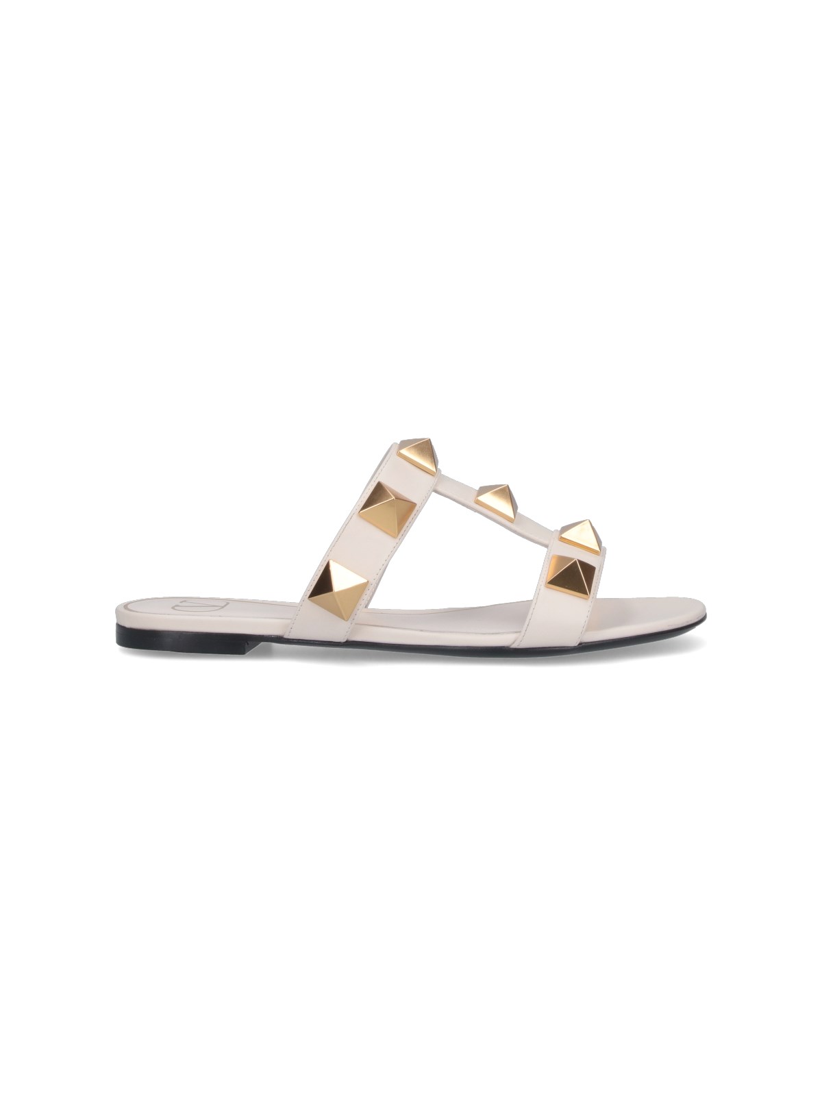 Valentino Garavani Roman Stud Flat Sandals With Signature Pyramid Studs In Multi