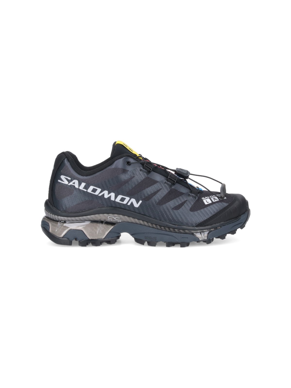 Salomon Streamlined Black Sneakers With Rugged Outsole And Breathable Upper In Blue