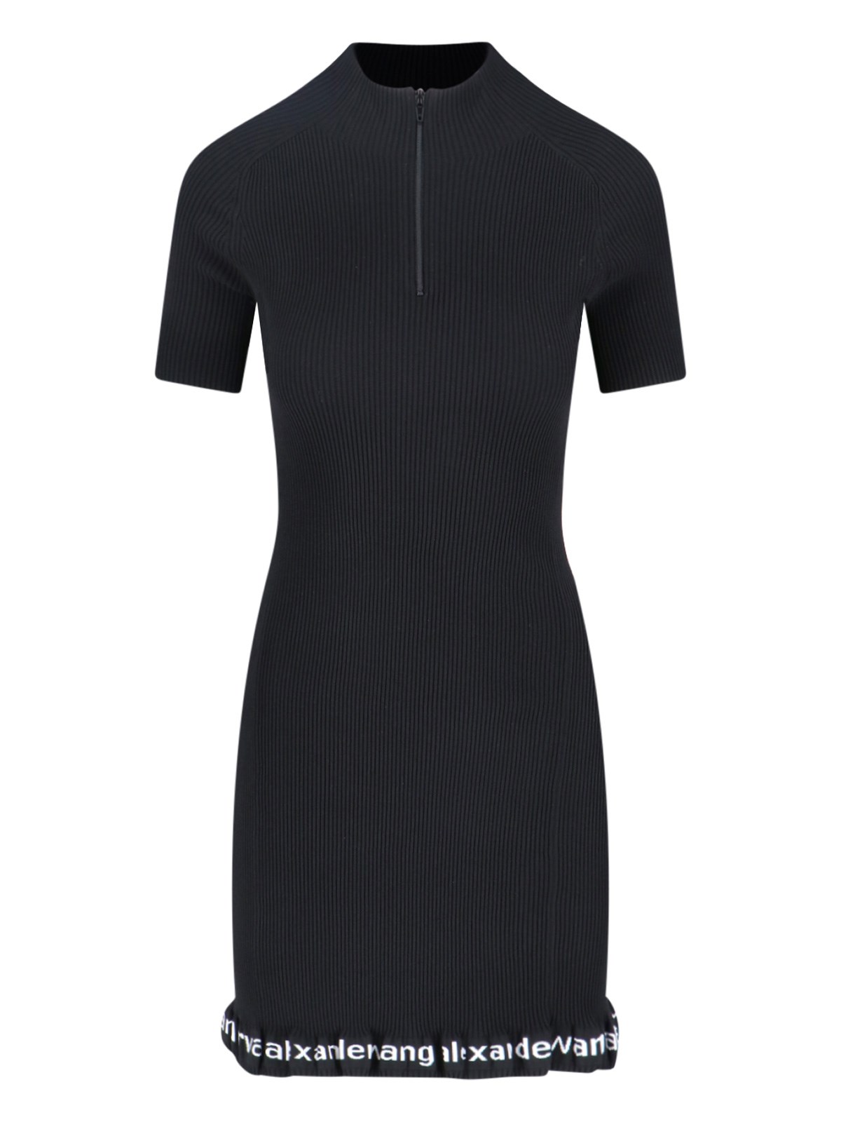 Alexander Wang Ribbed Short-sleeve Fitted Dress Clothing In Black