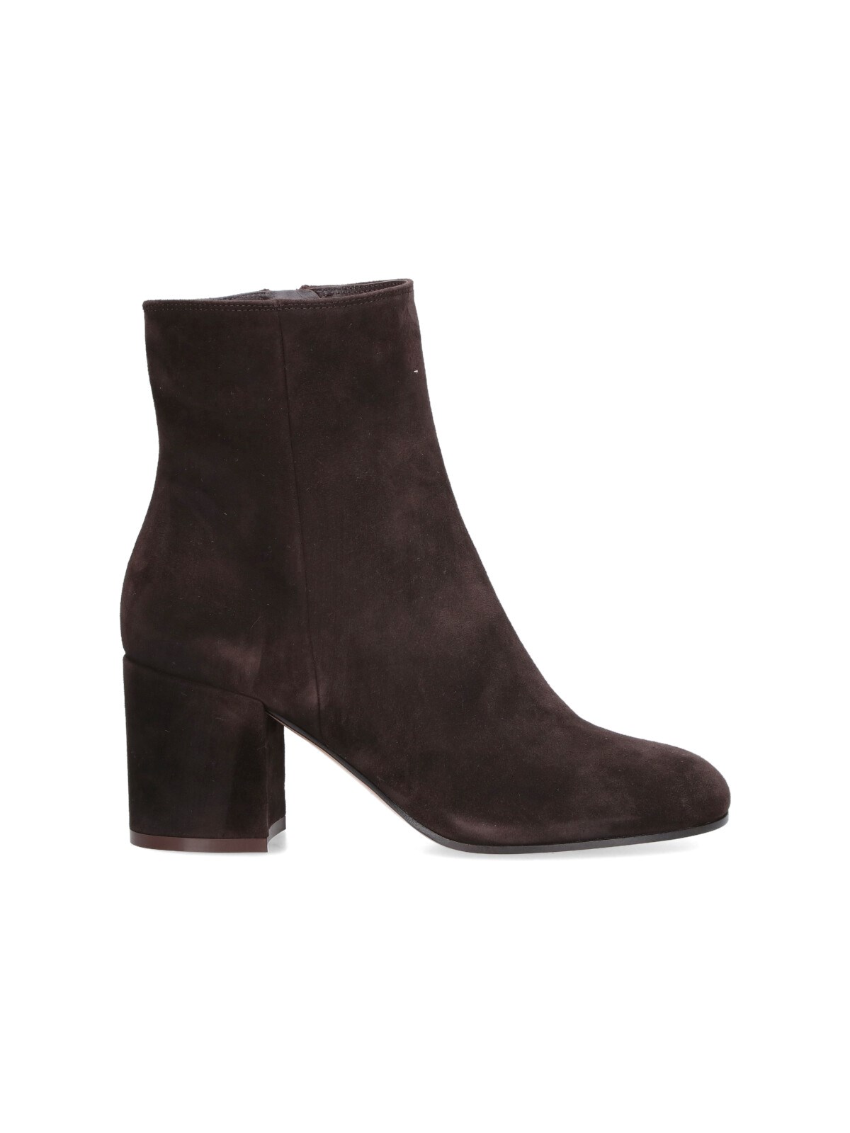 Gianvito Rossi Block Heel Ankle Boots With Suede Finish In Brown