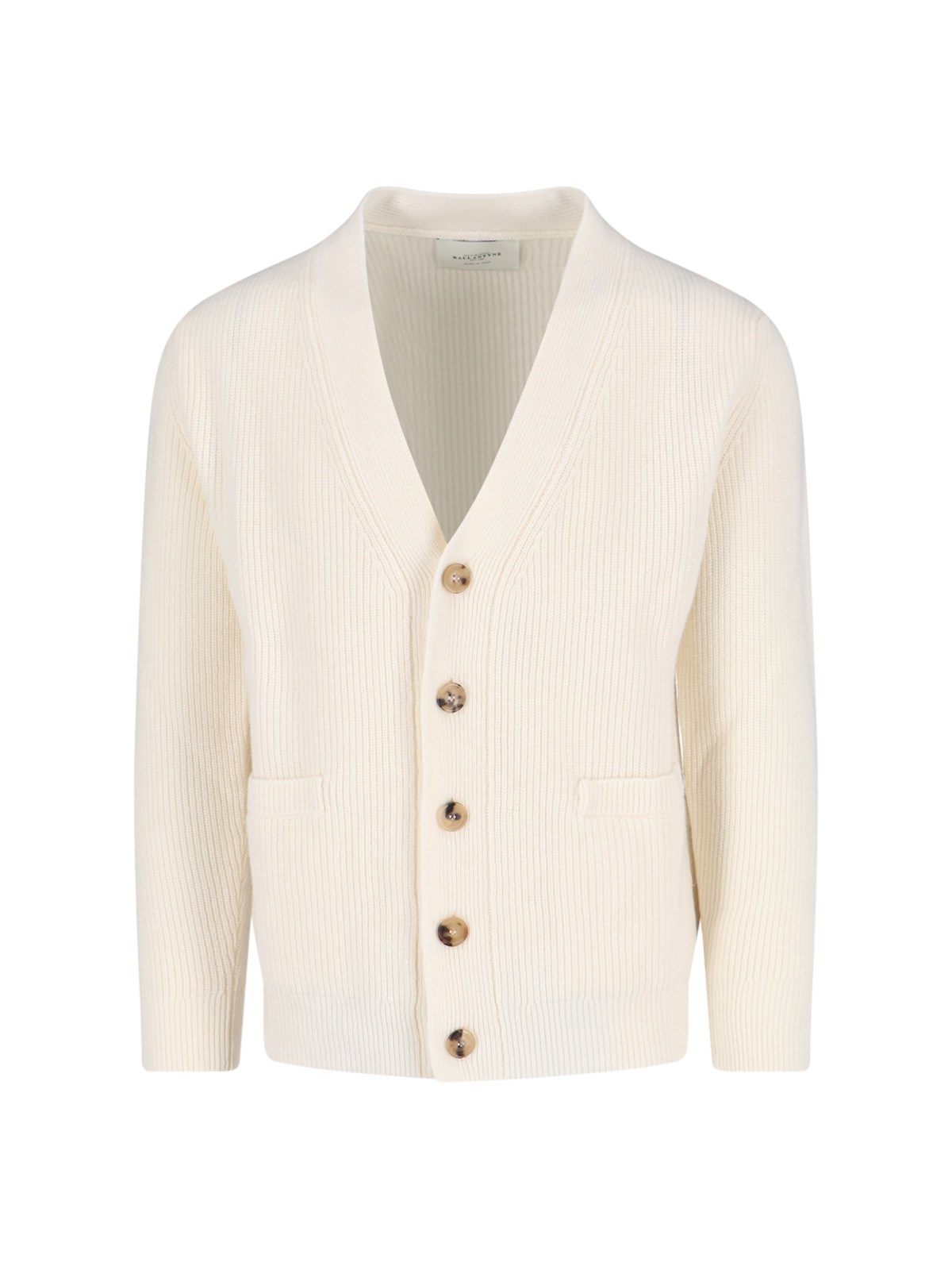 Ballantyne Ribbed Cardigan In White