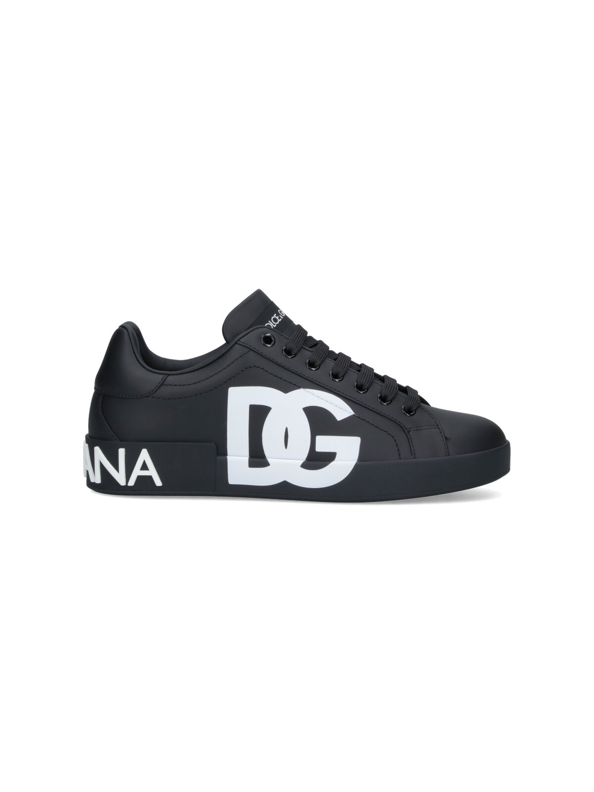 Dolce & Gabbana Portofino White And Black Leather Sneakers