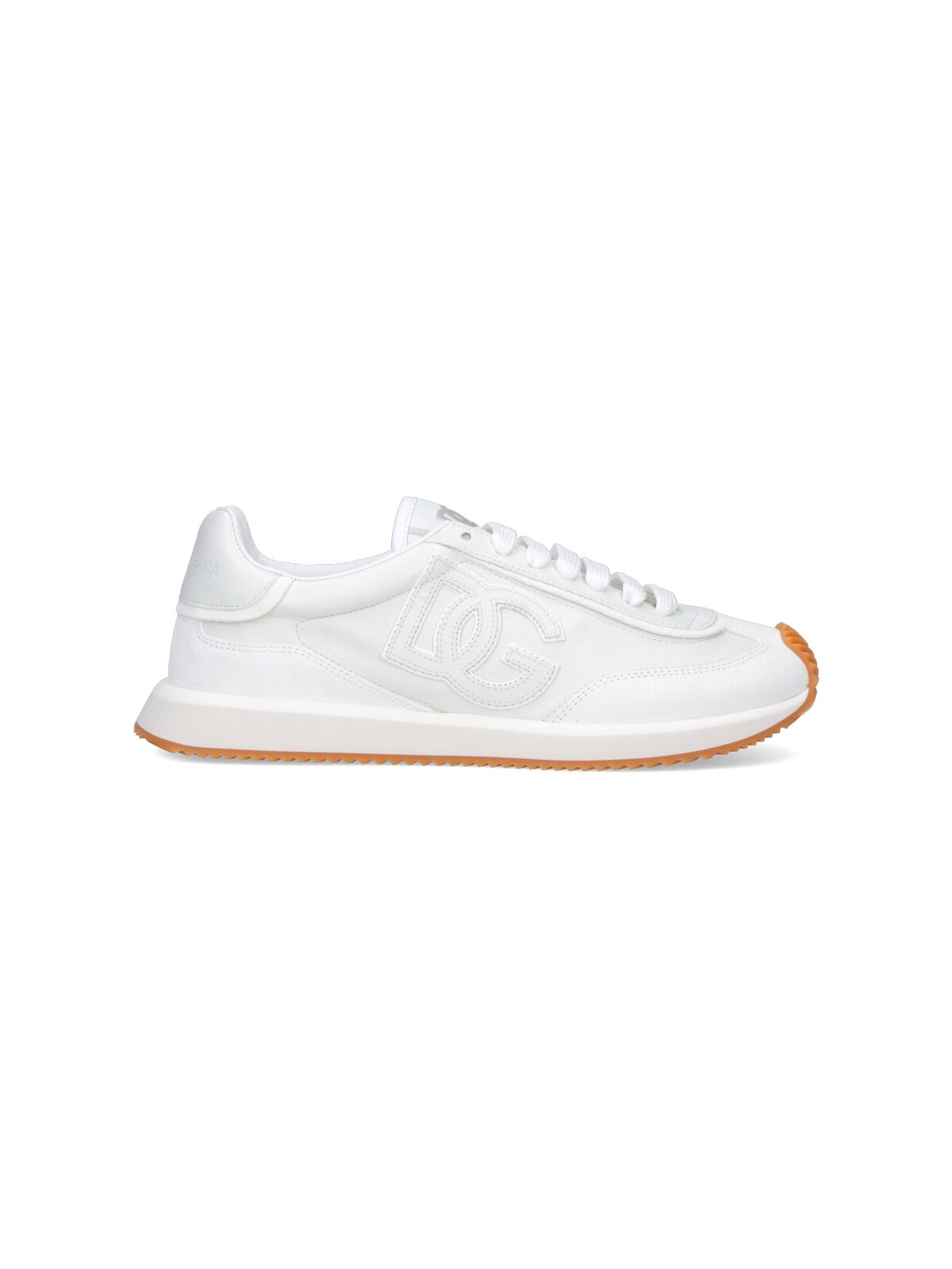 Dolce & Gabbana White Low Top Sneakers With Logo Patch On Tongue And Side In Leather Man In Multi