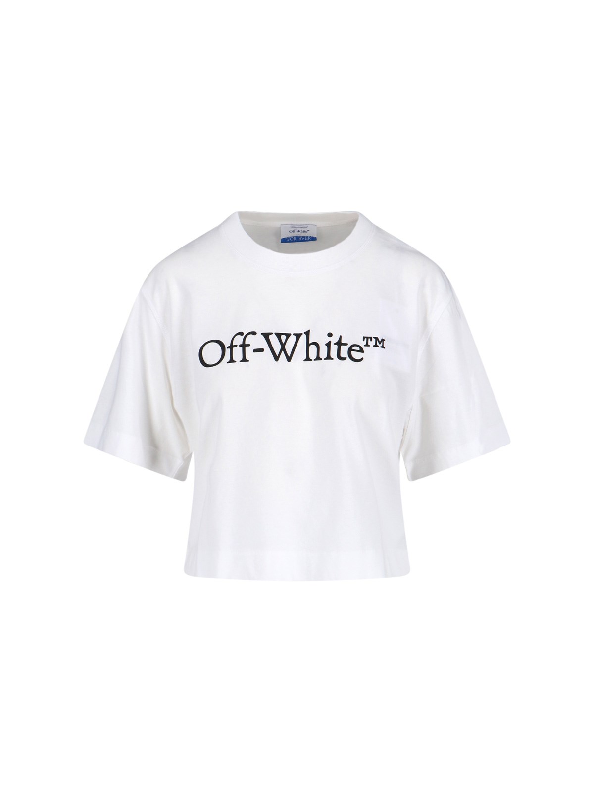 Off-white Off White Big Logo Bookish Cropped T Shirt In White