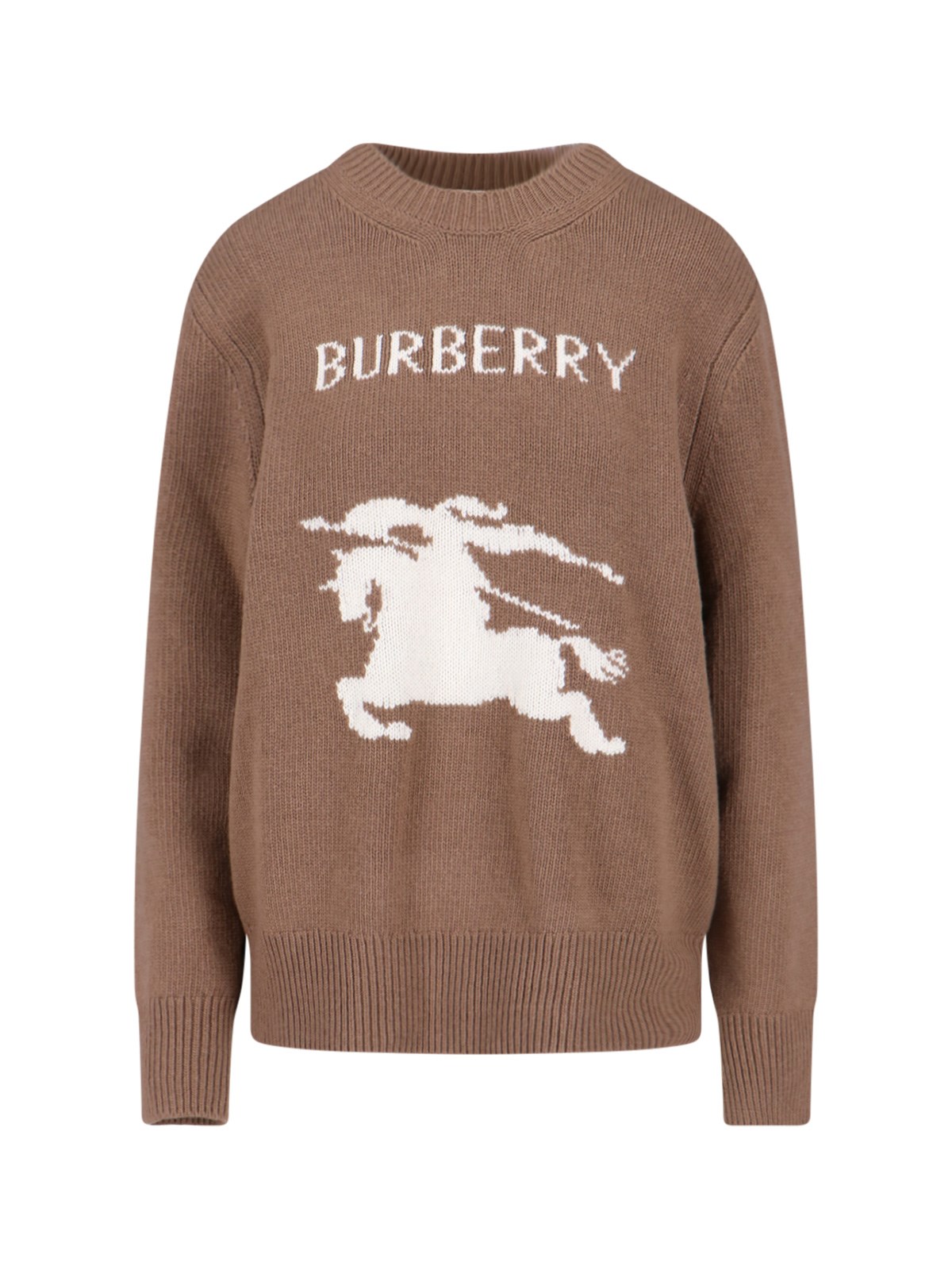 Burberry Graphic Long Sleeve Crew Neck Knitwear In Brown