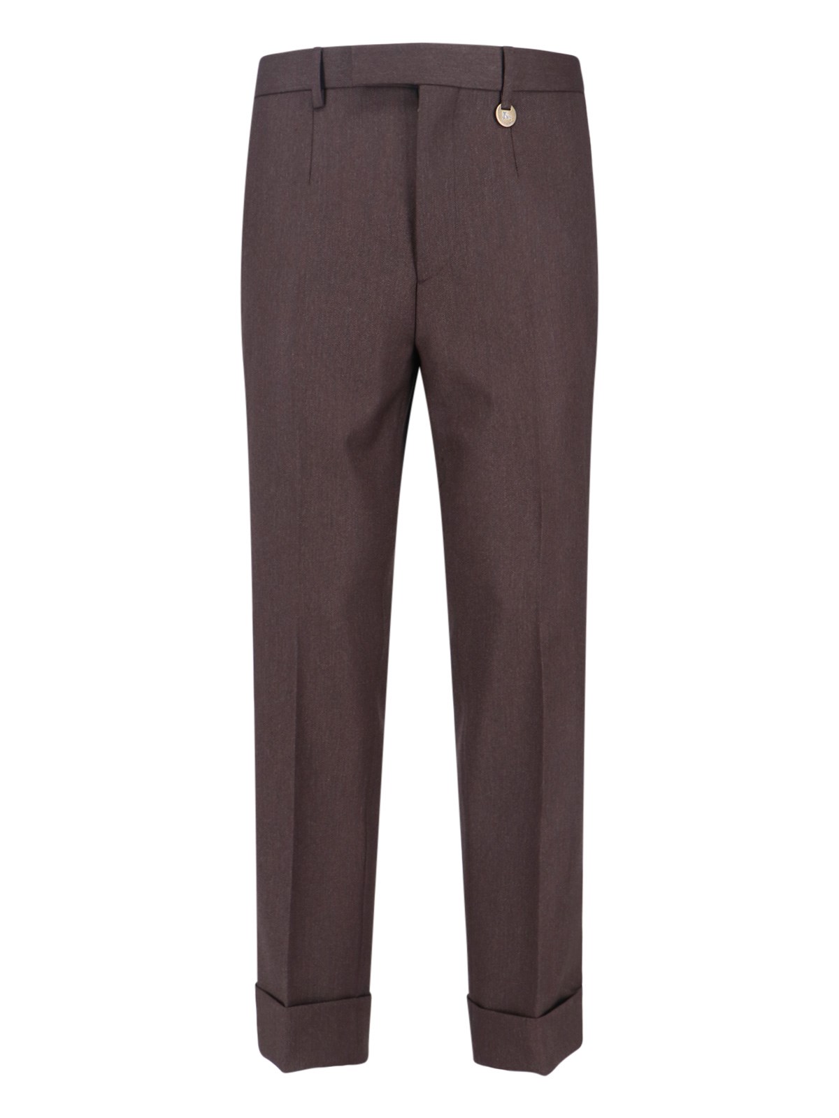 Burberry Straight Trousers With Cuffed Hem And Pockets In Brown