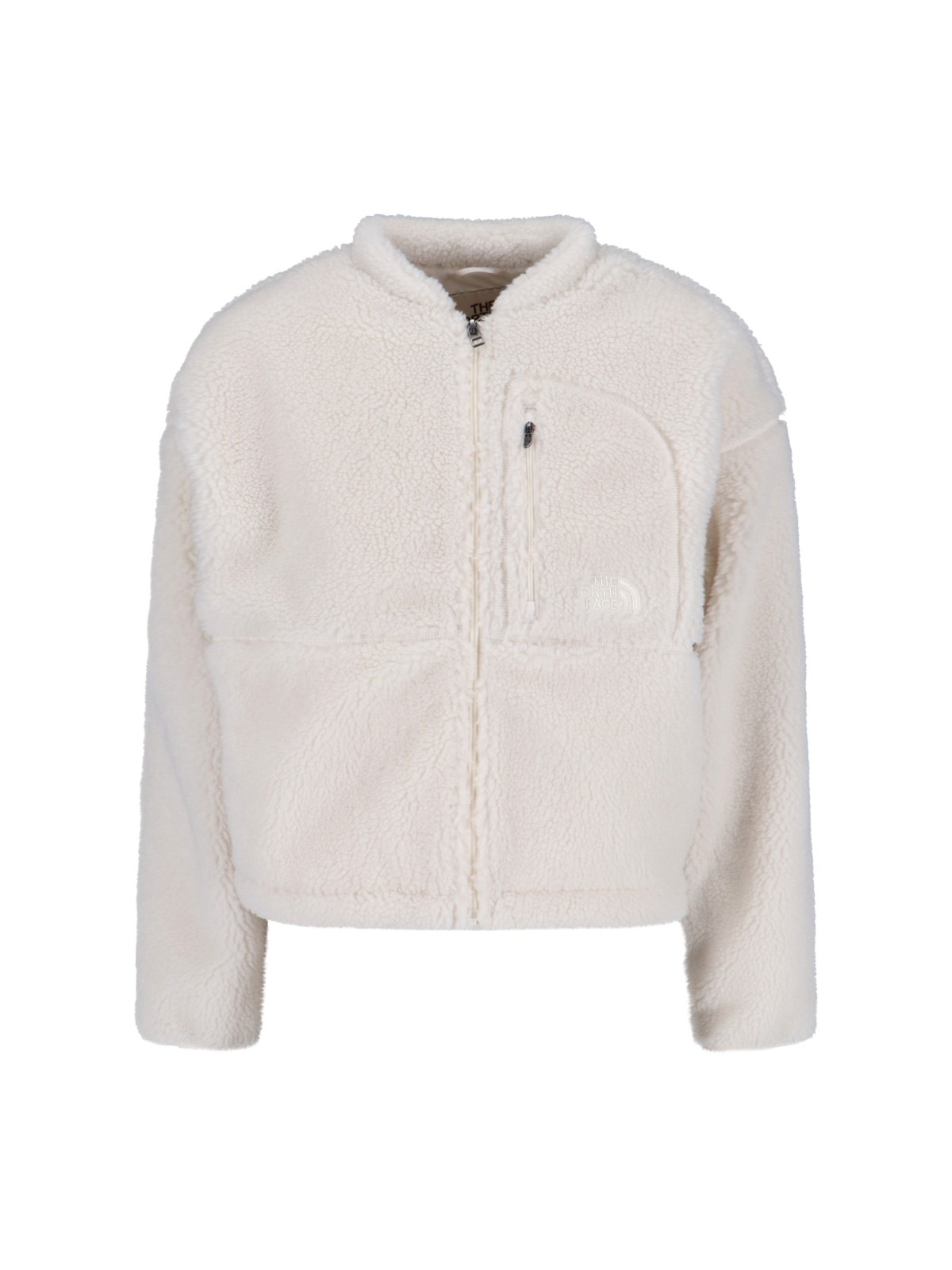 The North Face Fleece Jacket With High Collar And Pockets In White