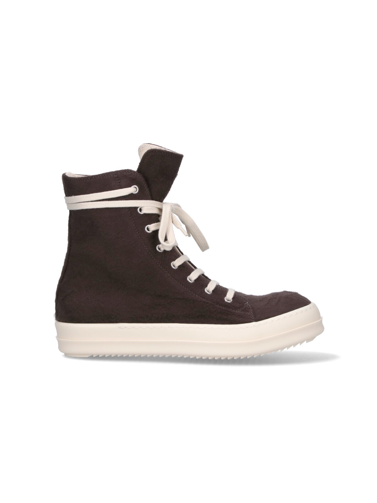 Rick Owens Drkshdw Flannel Zip-fastening High-top Trainers In Brown