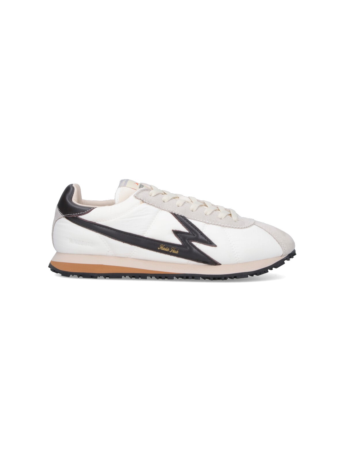 Moa Master Of Arts Low-profile Sneakers With Black Lightning Bolt Accents In White
