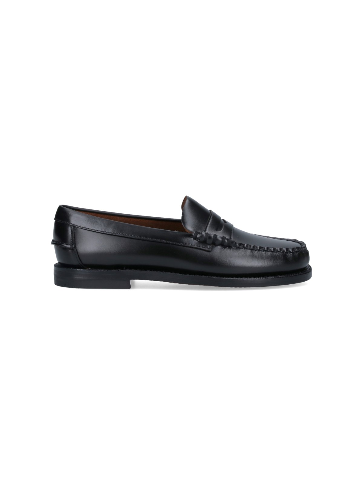 Sebago Slip-on Black Leather Moccasins With Cut-out Detail In Black