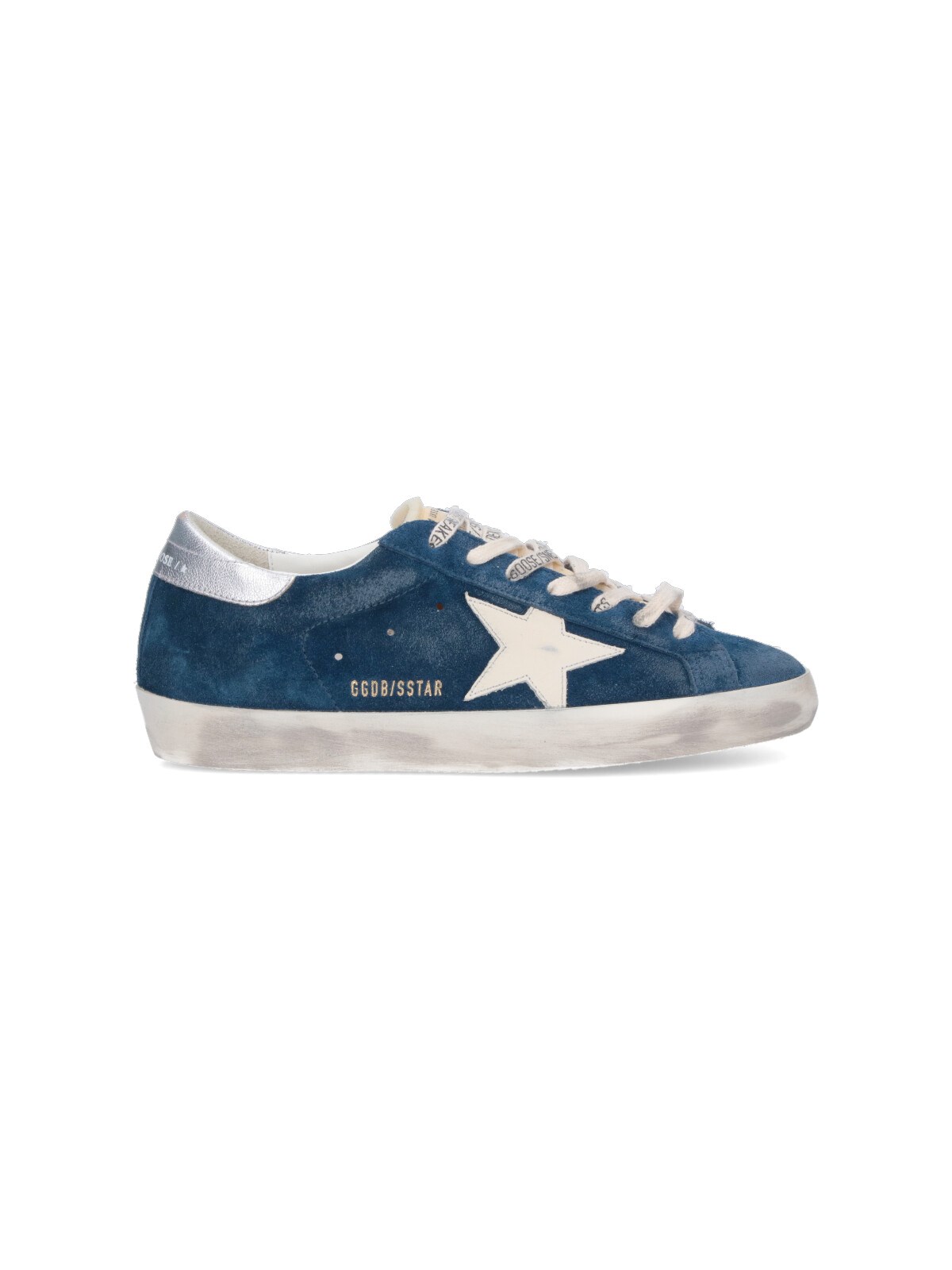 Golden Goose Super-star Suede Upper And Toe Foam Tongue Leather Star Laminated Heel Sneakers Blue In Blue