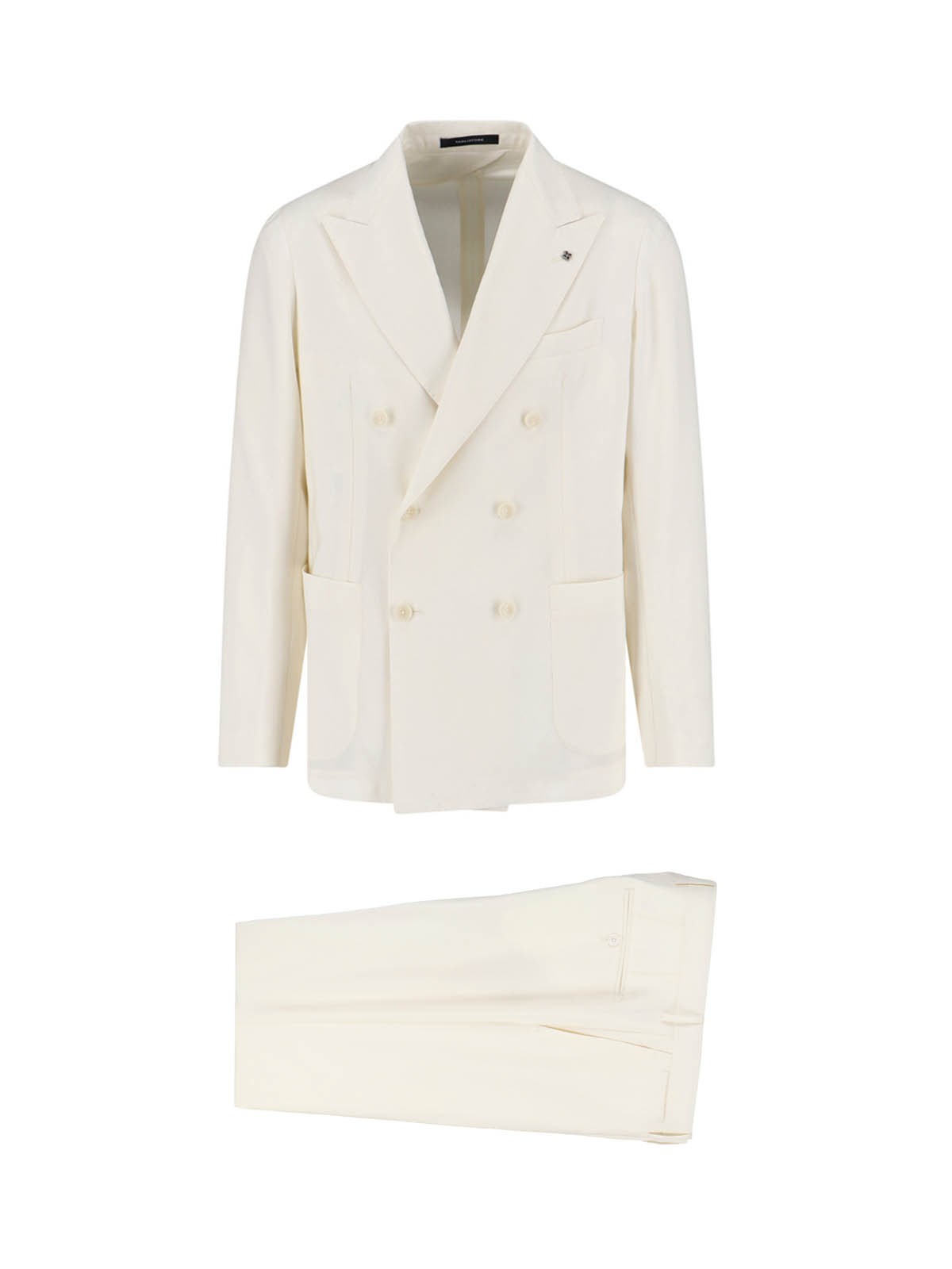 Tagliatore Linen Double-breasted Tailored Suit In Neutral