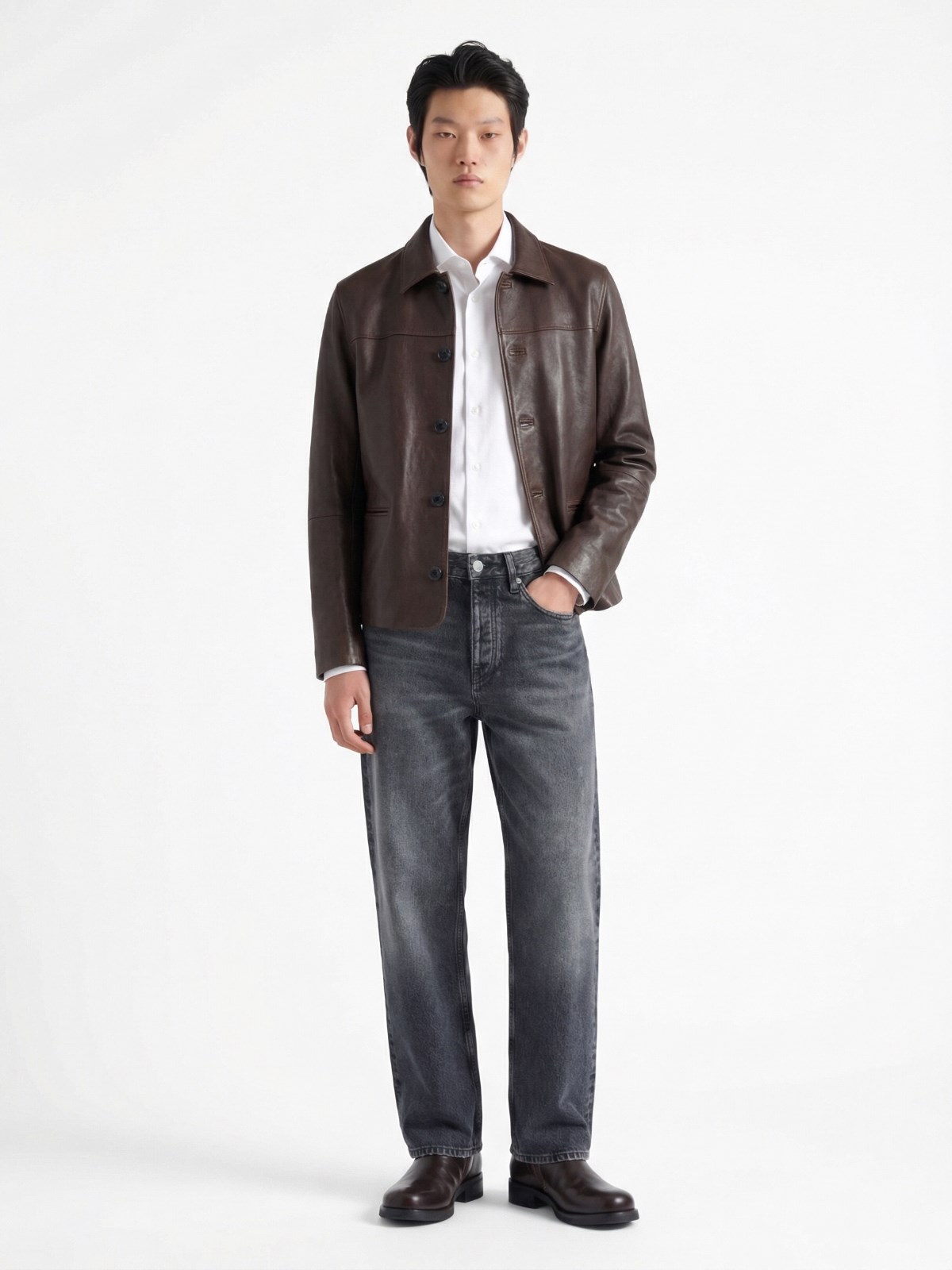 【90%OFFセール】THOM BROWNE ボンバージャケット 光沢 レザー Tonywack Lamb leather jacket available on SUGAR - 198674