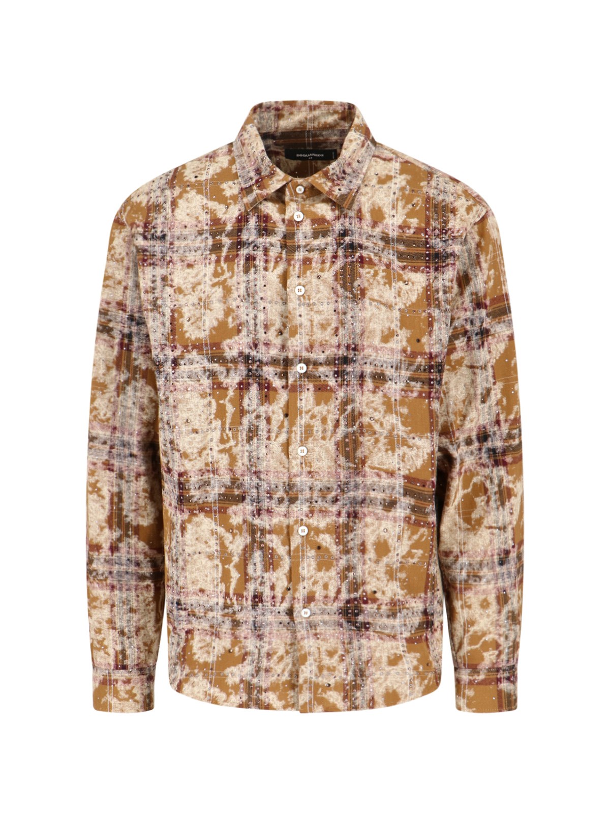 Dsquared2 'bleached Sparkly Check' Shirt In Brown