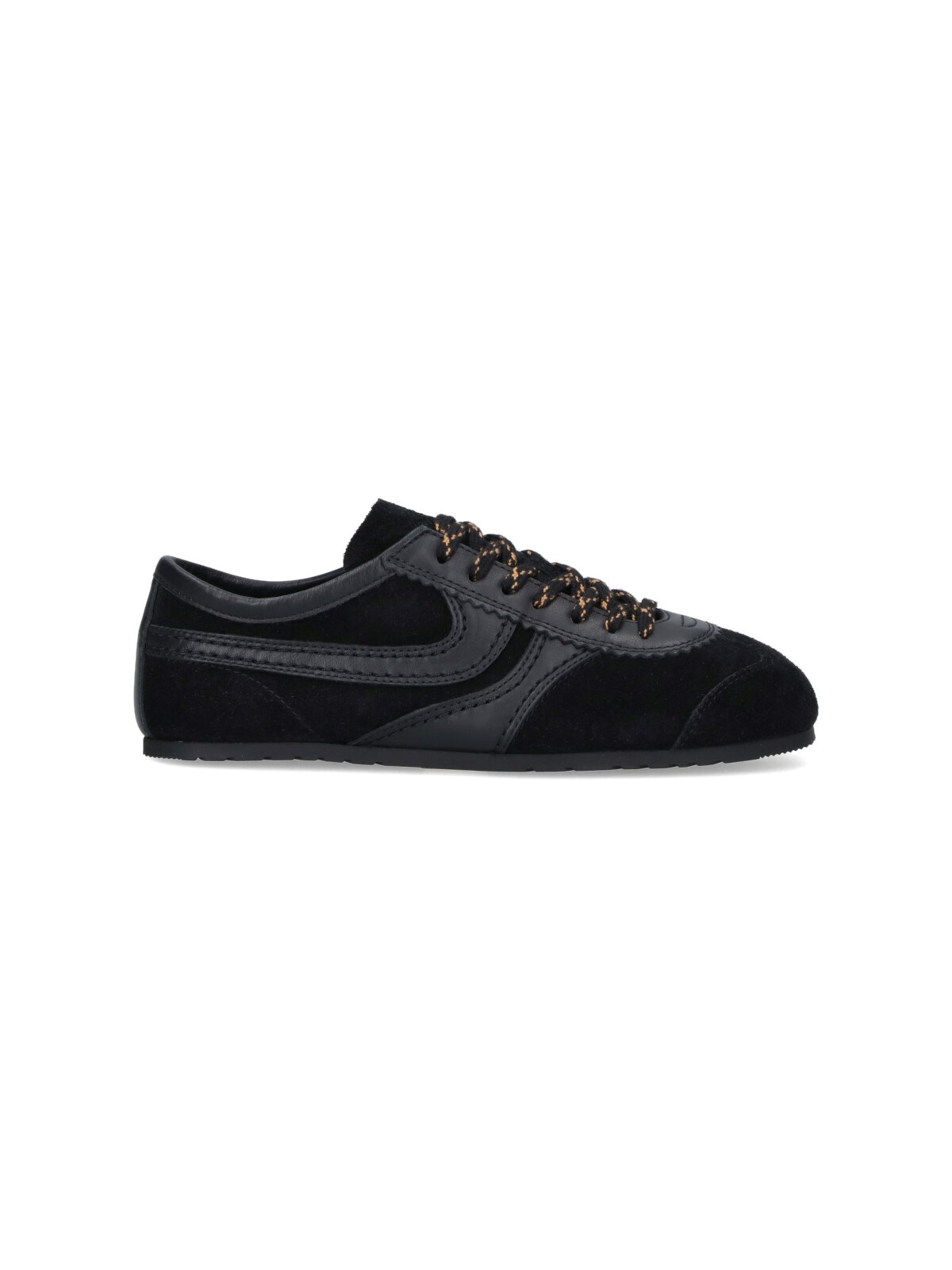 Dries Van Noten Suede Texture Sneakers Featuring Contrast Stitching In Black