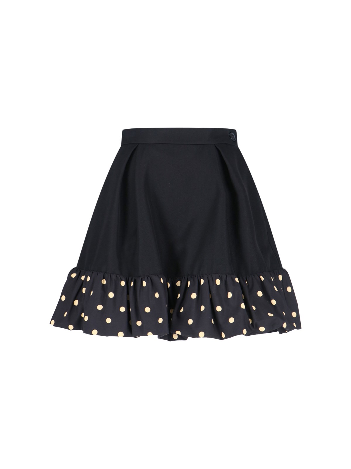 Moschino High Waist Polka Dot Skirt With Ruffled Hem In Black