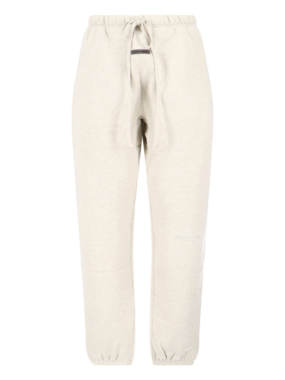 Essentials Mens Heather Stone Logo-embroidered Cotton-blend Jogging Bottoms In White