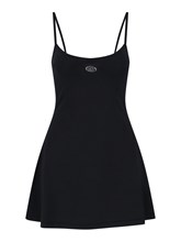 black mermaid midi dress Black Crepe One Shoulder Mermaid Midi Dress with Flower