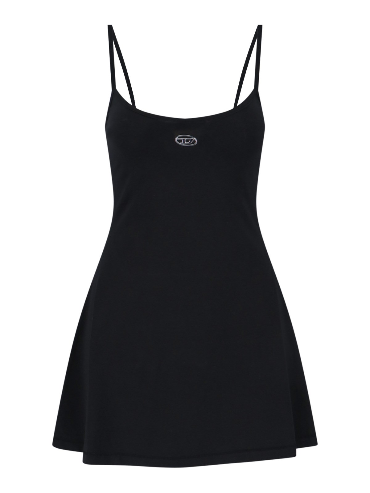 Diesel Mini Dress With Spaghetti Straps And Scoop Neck In Black