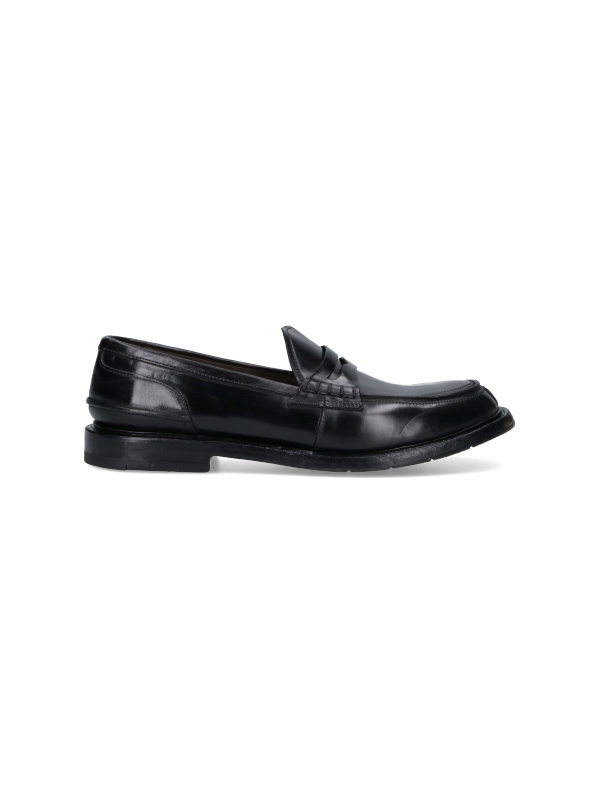 Premiata Polished Black Leather Penny Loafers In Black