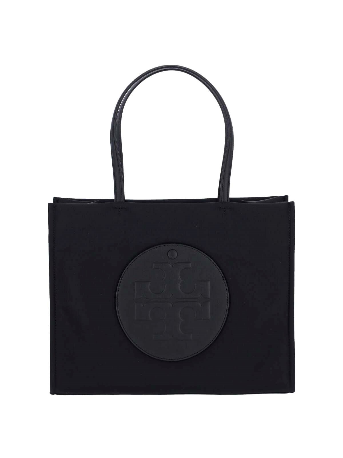 Tory Burch Black Tote With Circular Logo And Functional Design In Black