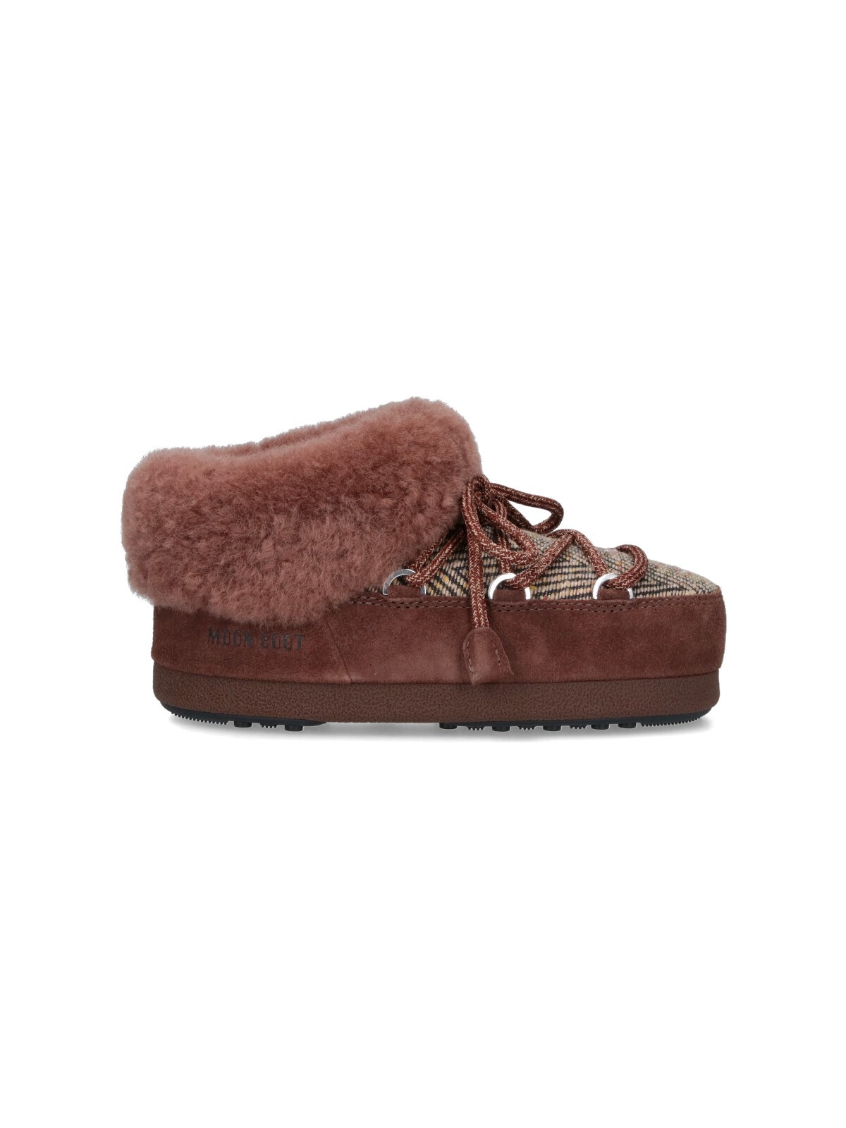Moon Boot X Guest In Residence Suede Shearling-trim Chalet Mules In Brown