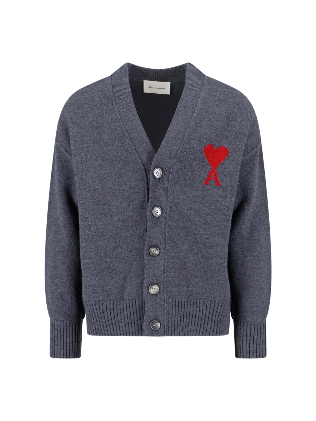 Ami Alexandre Mattiussi De Caur' Cardigan In Gray