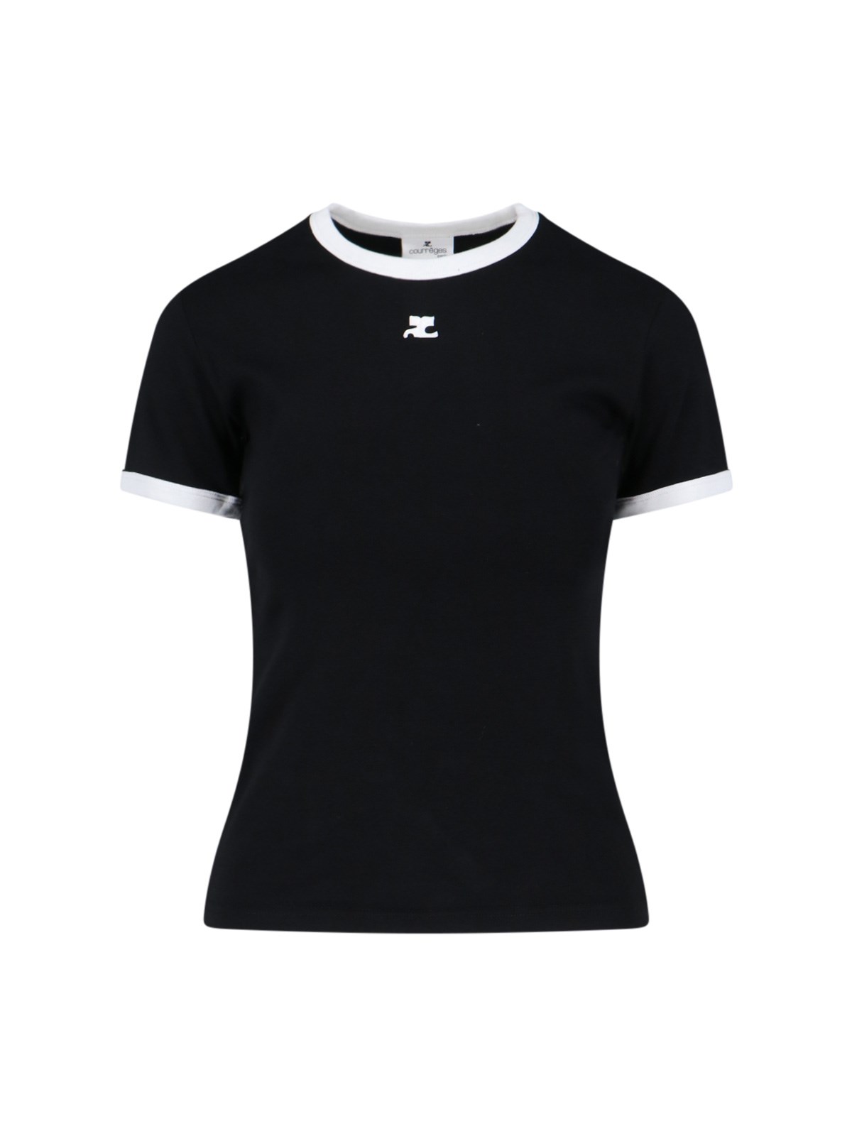 Courrèges Signature Contrast T-shirt Woman Black And White In Black