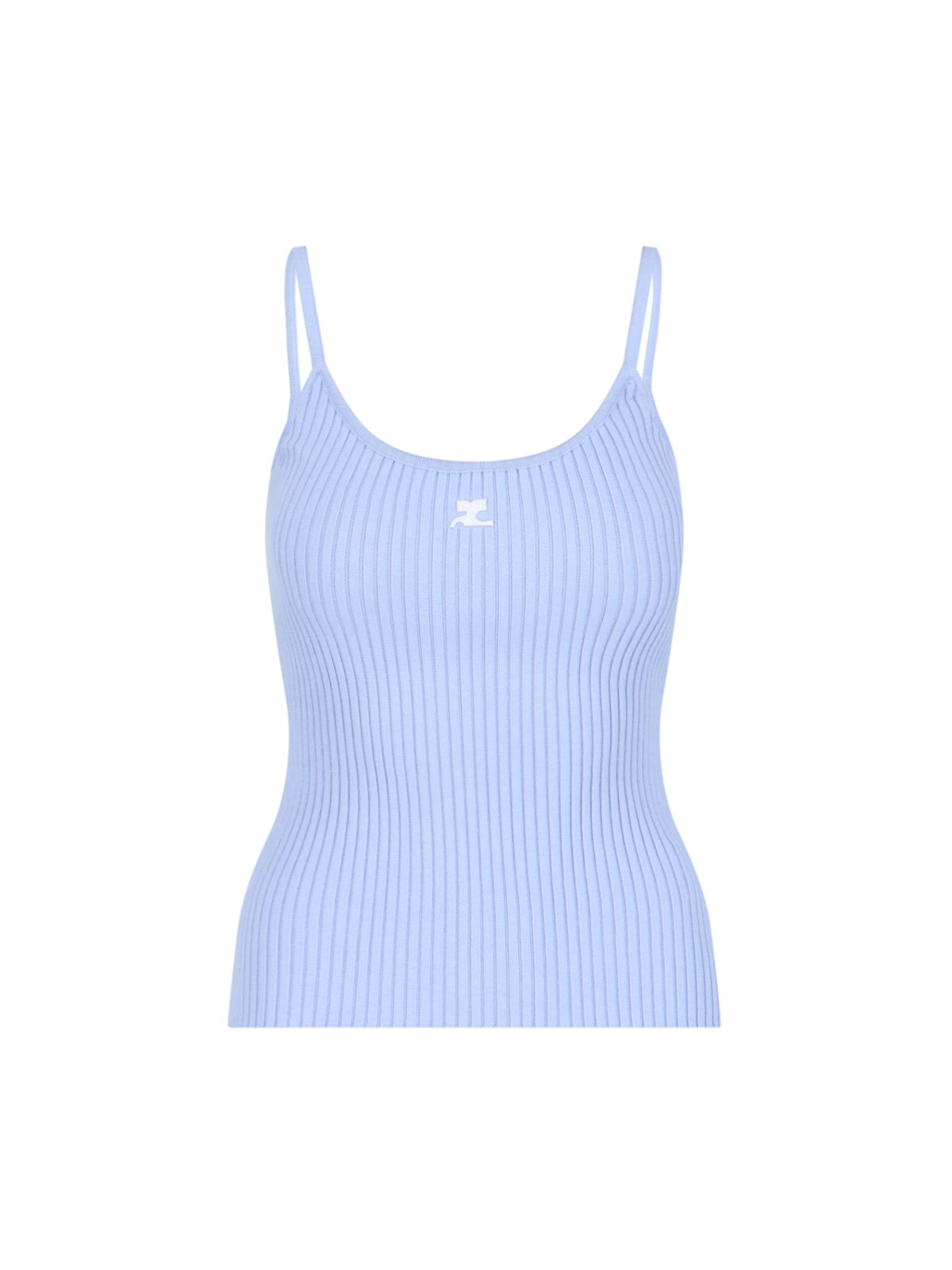 Courrèges Blue Rib Knit Camisole In Blue