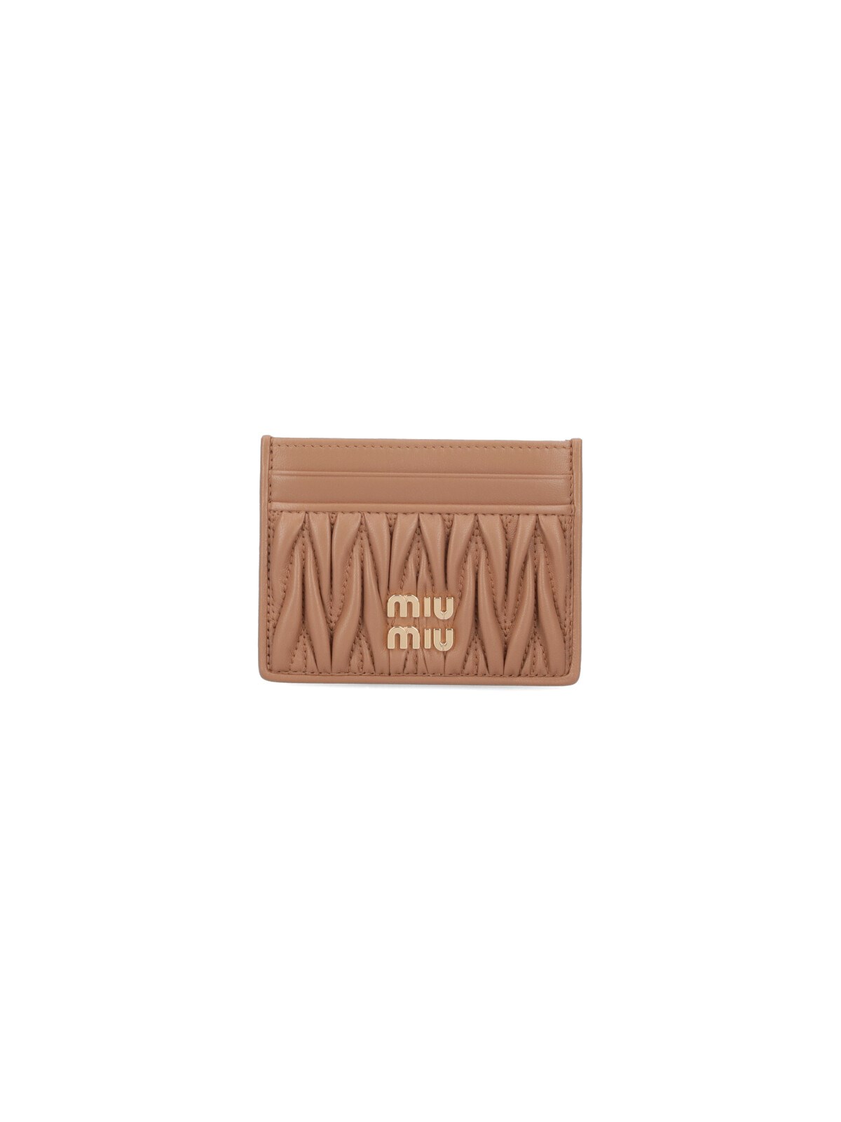Miu Miu Logo Card Holder In Brown