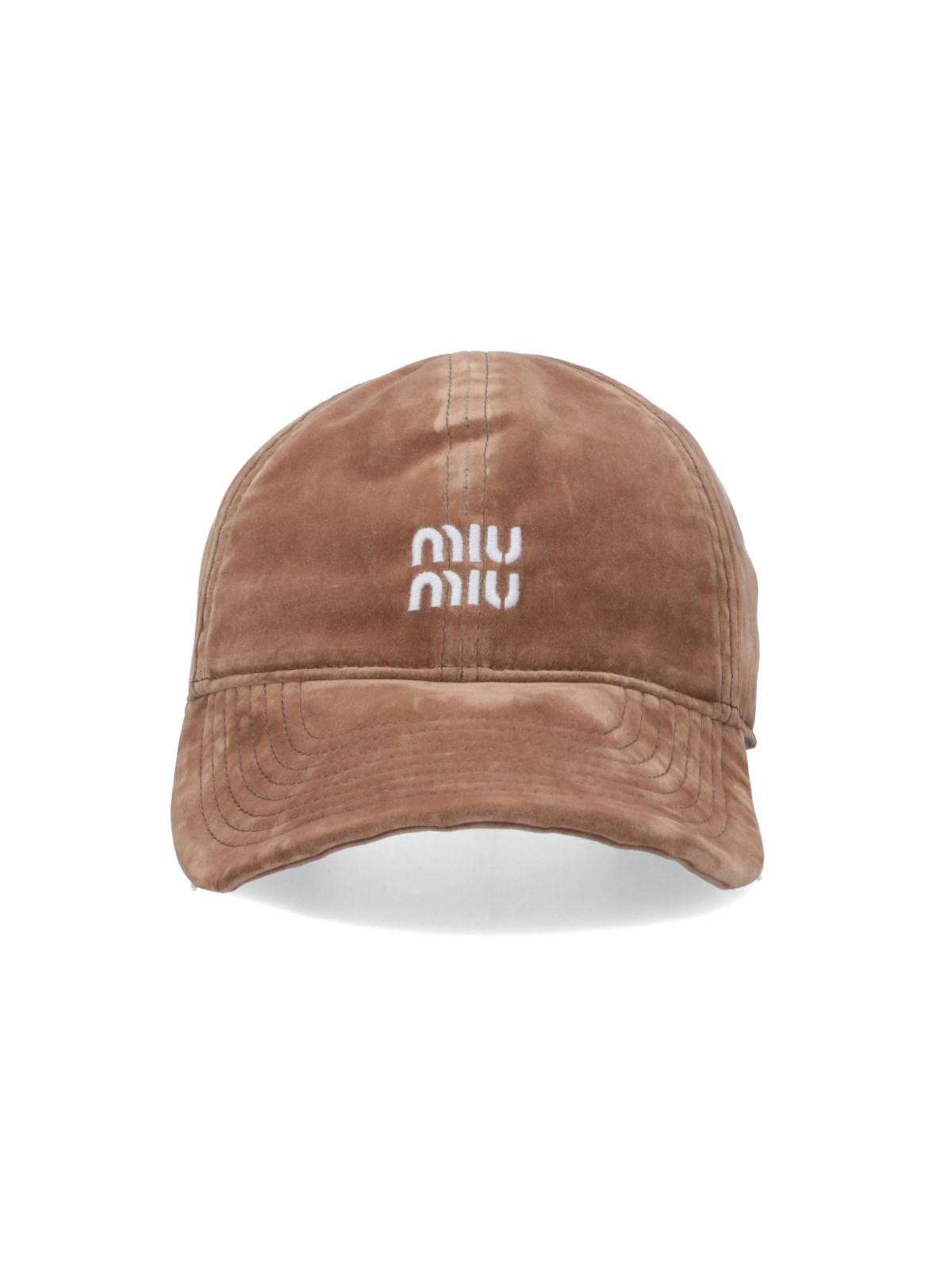 Miu Miu Logo Baseball Cap In Sand
