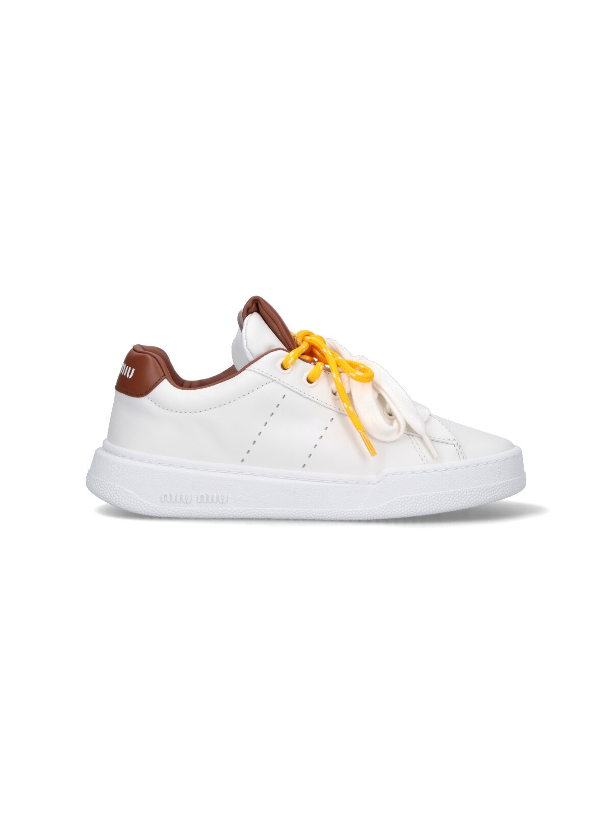 Miu Miu Leather Sneakers In White