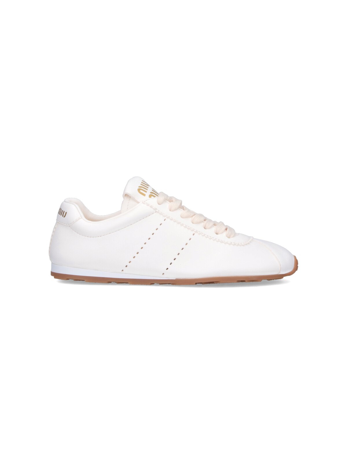 Miu Miu Low-top Sneakers With Rubber Sole And Stitching In White