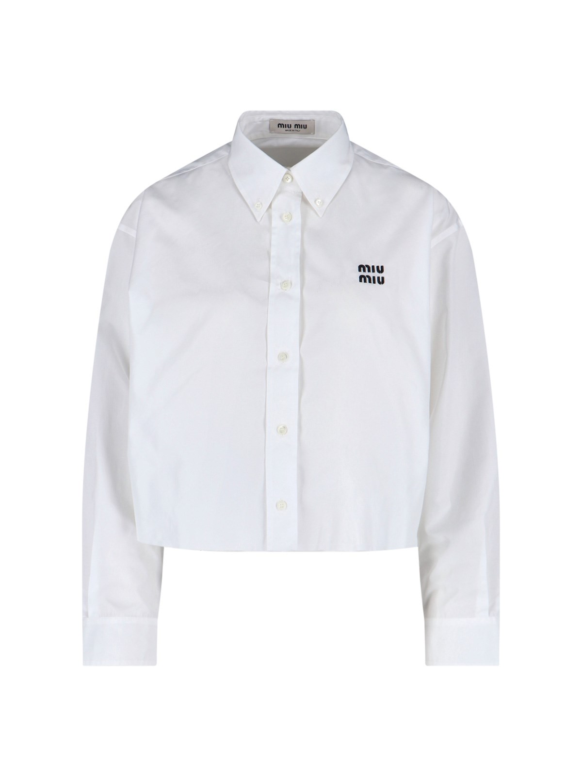 Miu Miu Logo Crop Shirt In White
