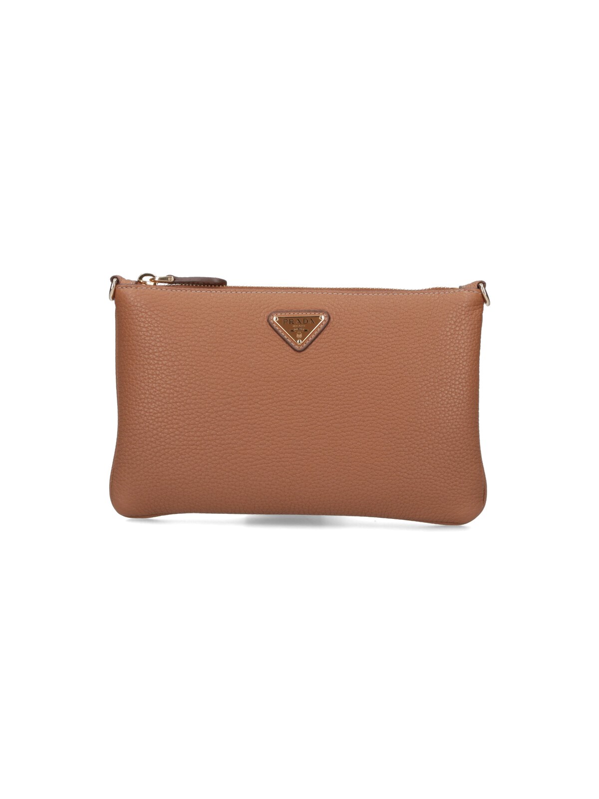 Prada Logo Pouch In Brown