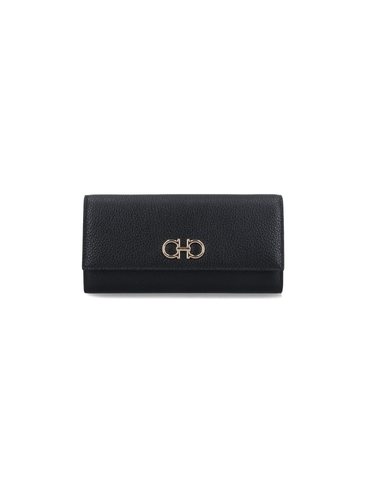 Ferragamo 'gancini' Wallet With Shoulder Strap In Black
