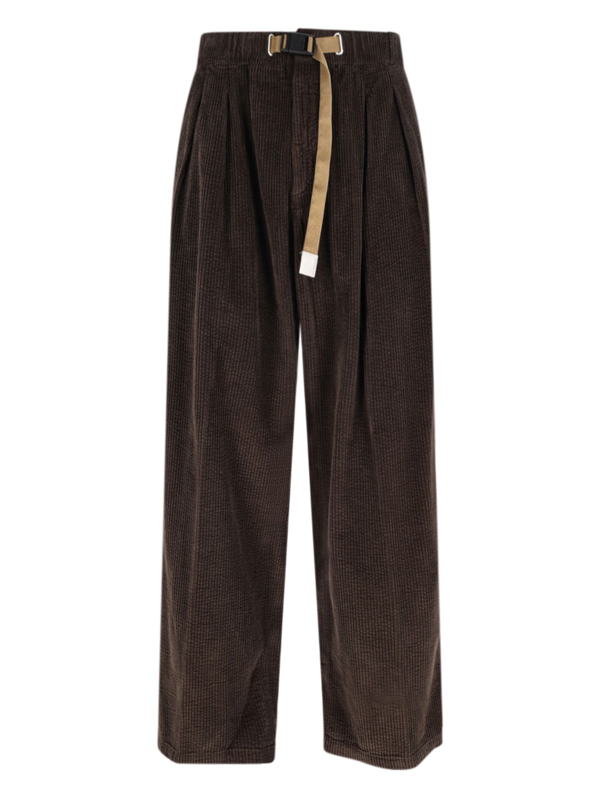 White Sand Corduroy Belted Trousers In Brown
