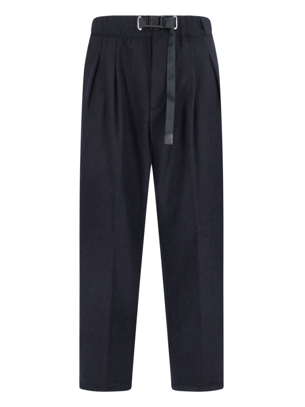 White Sand Buckle Pleated Trousers In Blue