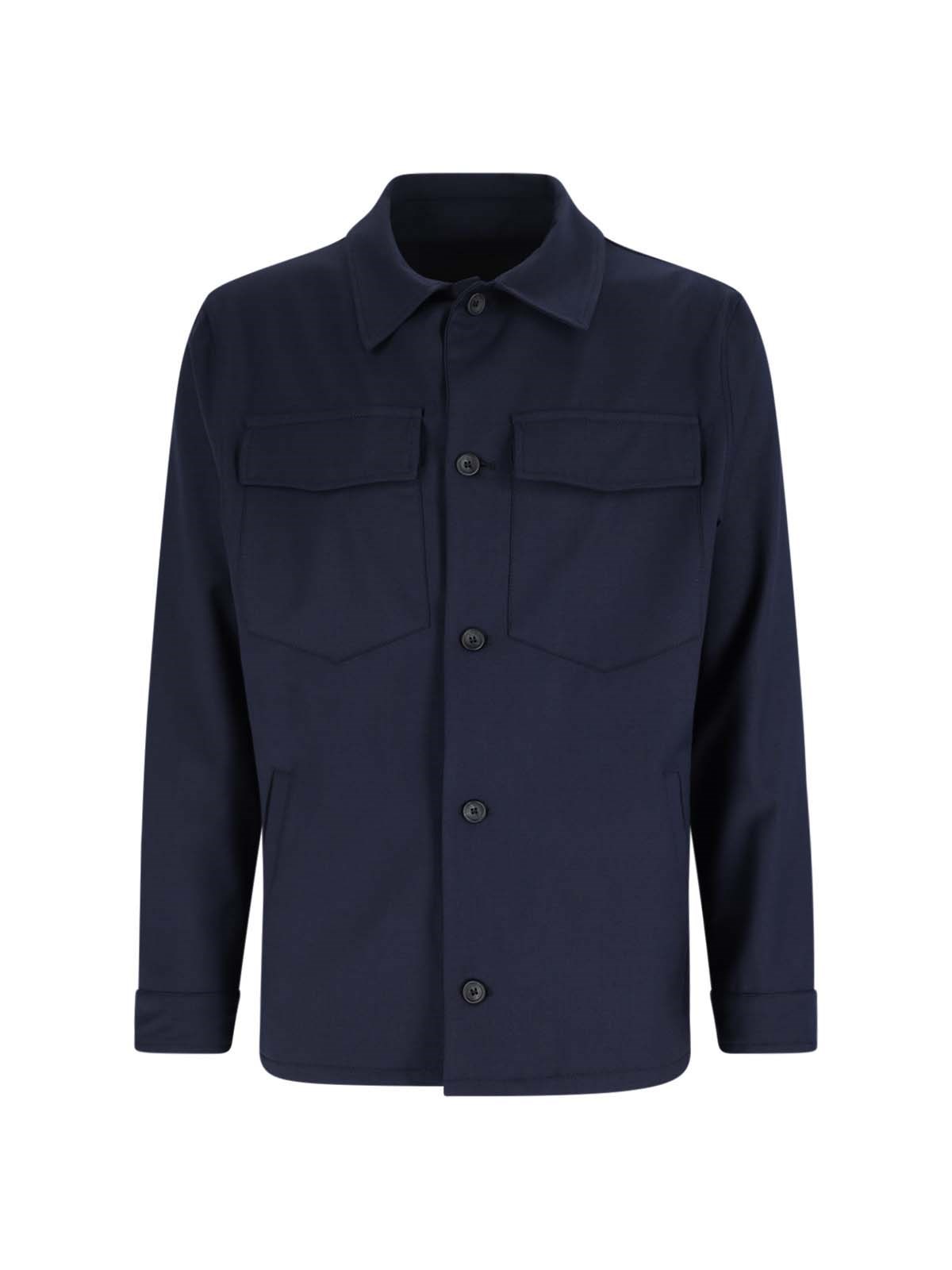 White Sand Wool Blend Shirt In Blue