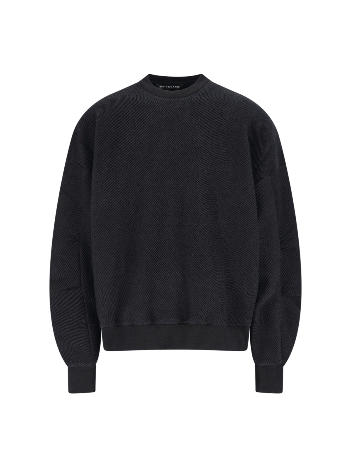 White Sand Crewneck Textured Sweatshirt In Black