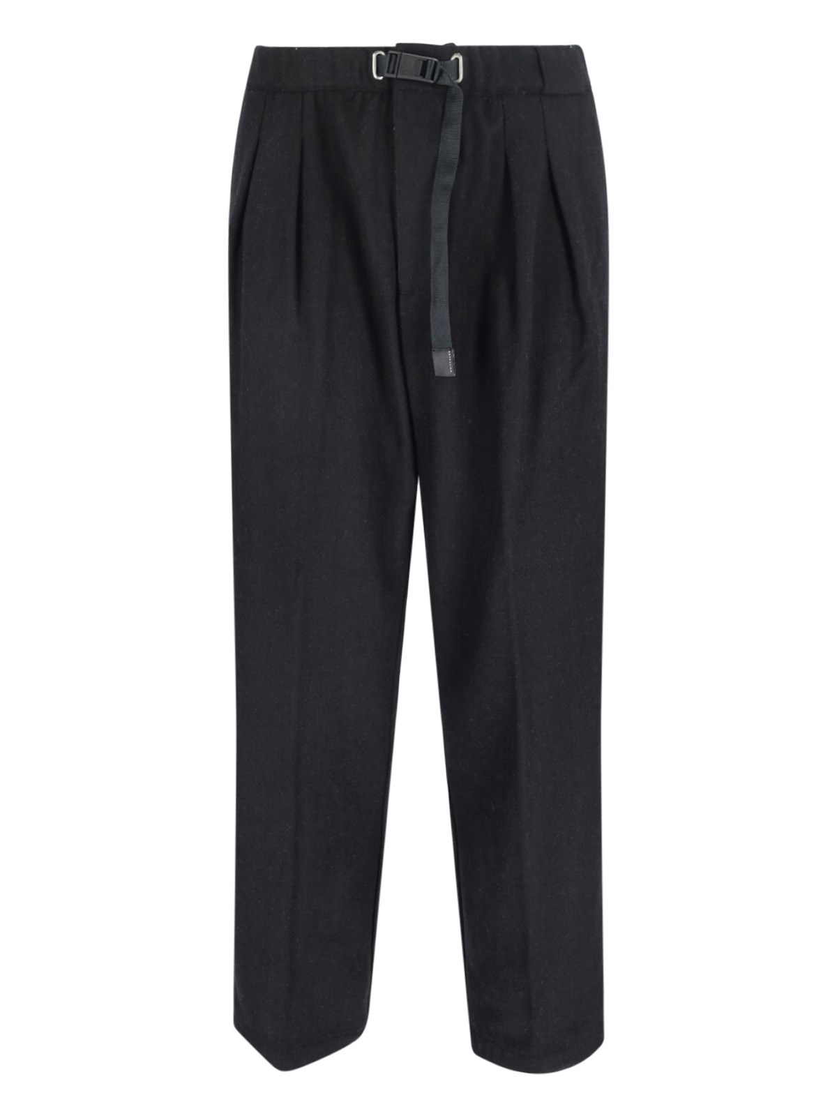 White Sand Buckle Pleated Trousers In Black