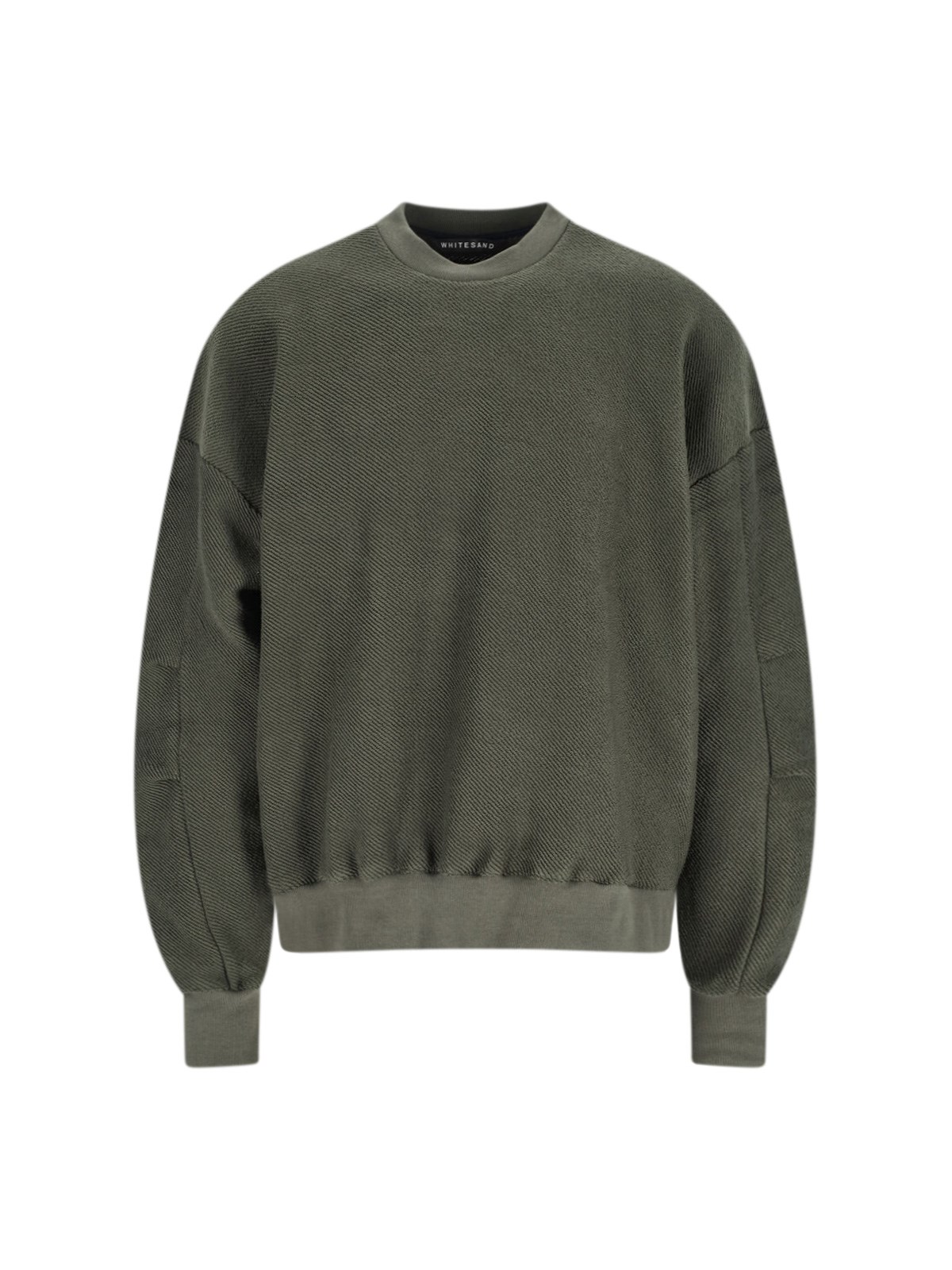 White Sand Crewneck Textured Sweatshirt In Green