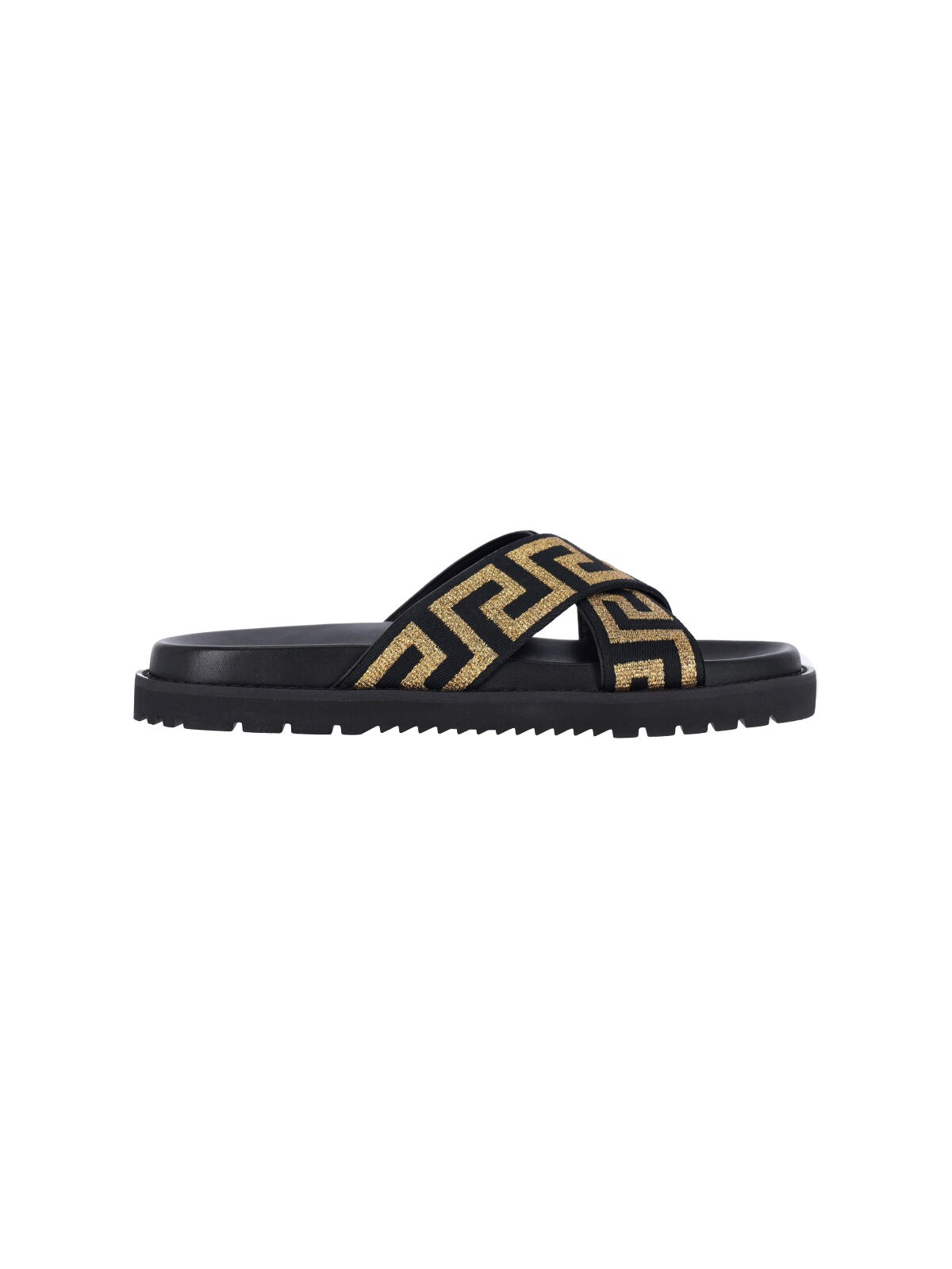 Versace Greca-motif Crossover-strap Sandals In Black