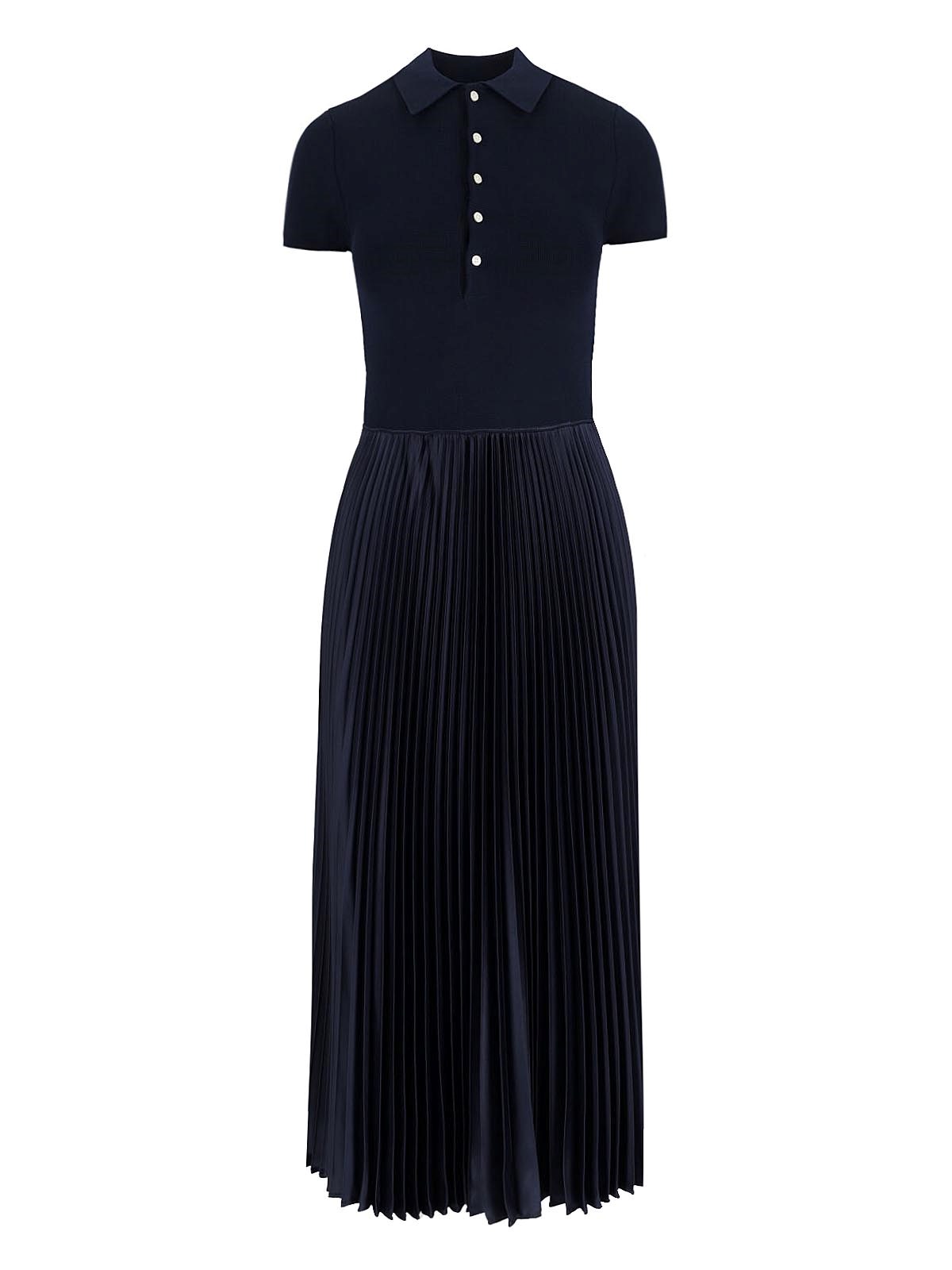 Polo Ralph Lauren Short Sleeve Dress Featuring Pleated Skirt In Blue