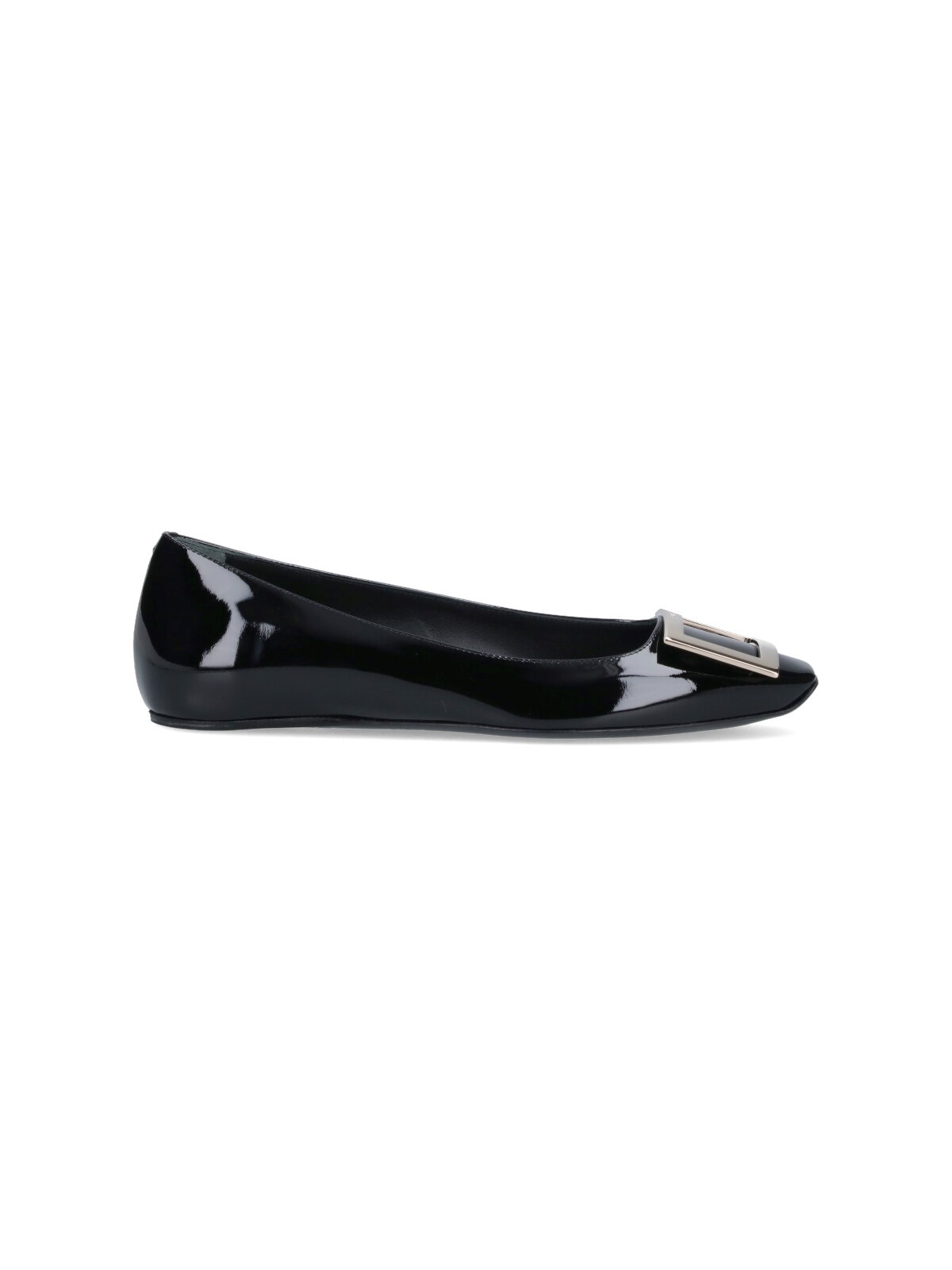 Roger Vivier Trompette Bellerine Glossed-leather Ballet Flats In Black