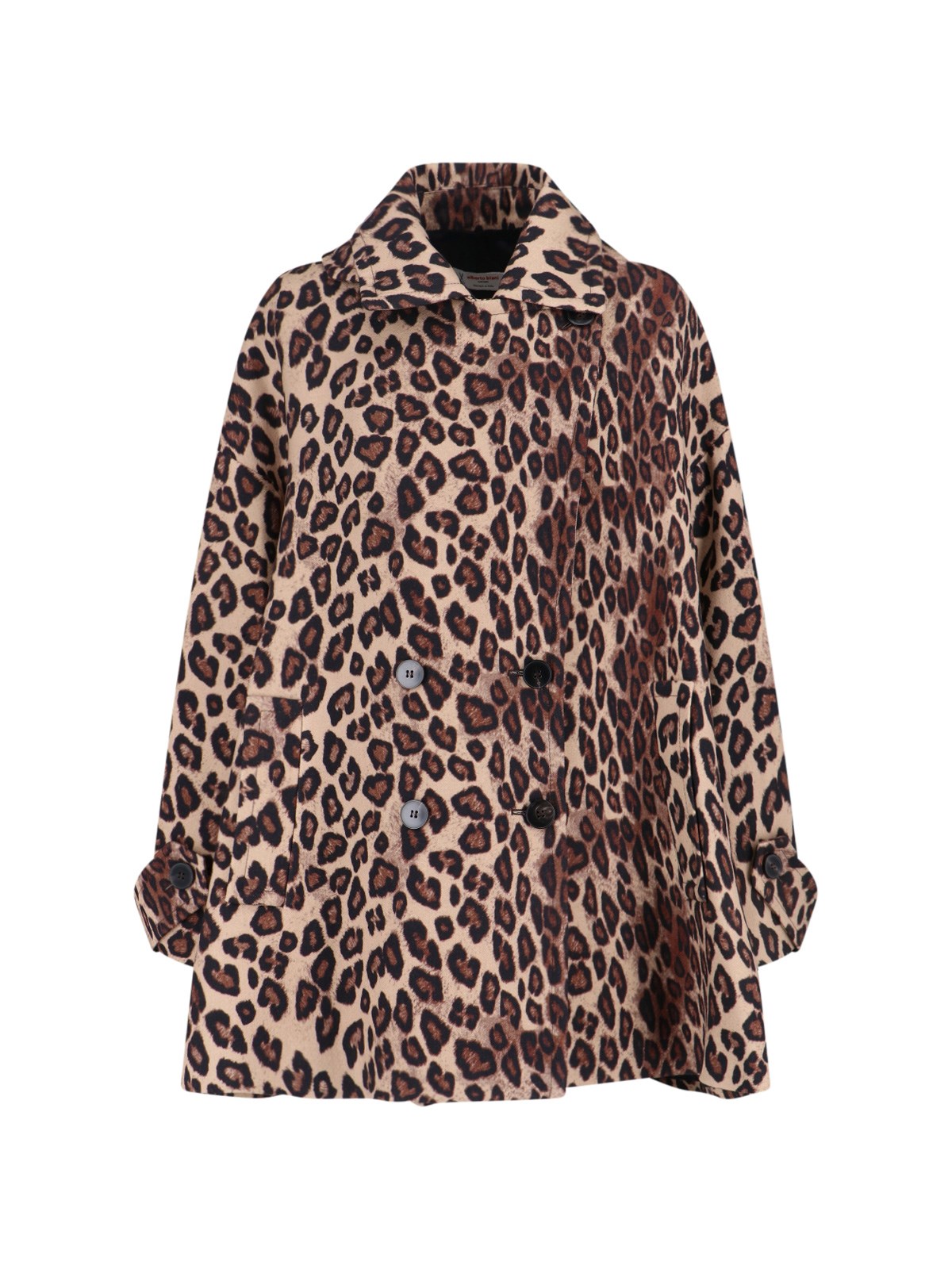 Alberto Biani Animal Print Double Breasted Jacket Wide Collar In Brown