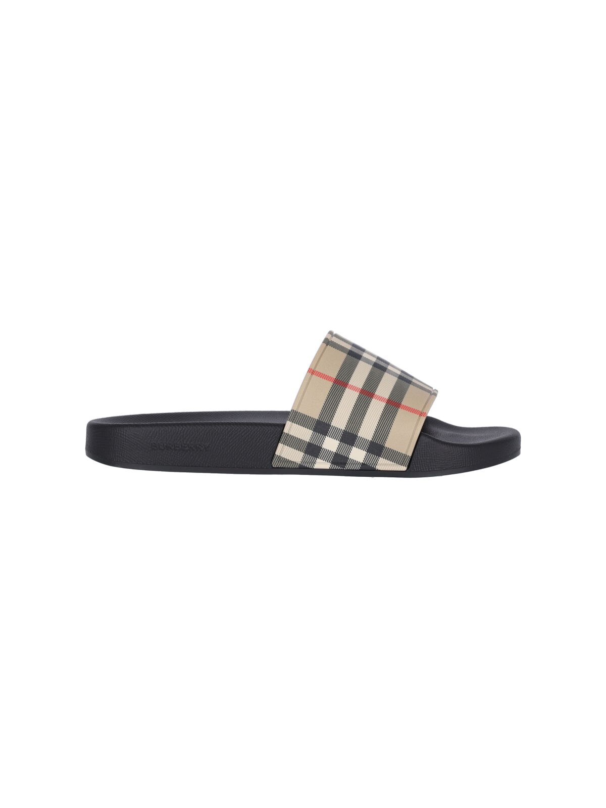 Burberry Men Vintage Check Print Slides In Black